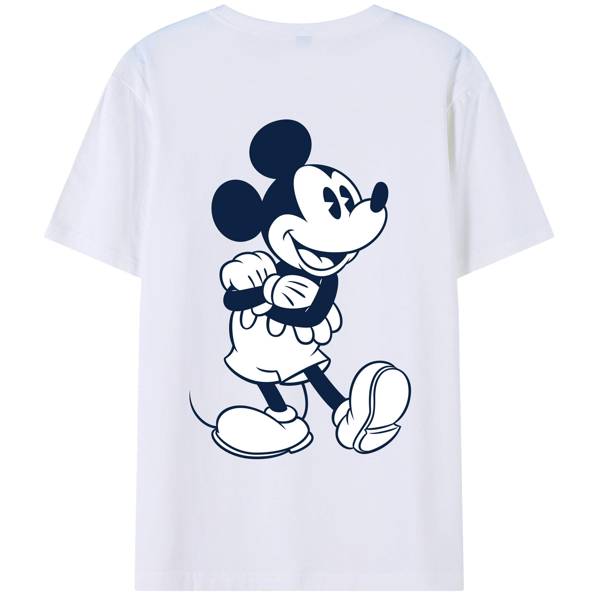 ミッキーマウス Mickey Mouse 綿100％ メンズ半袖Tシャツ（バックプリント） 通気性