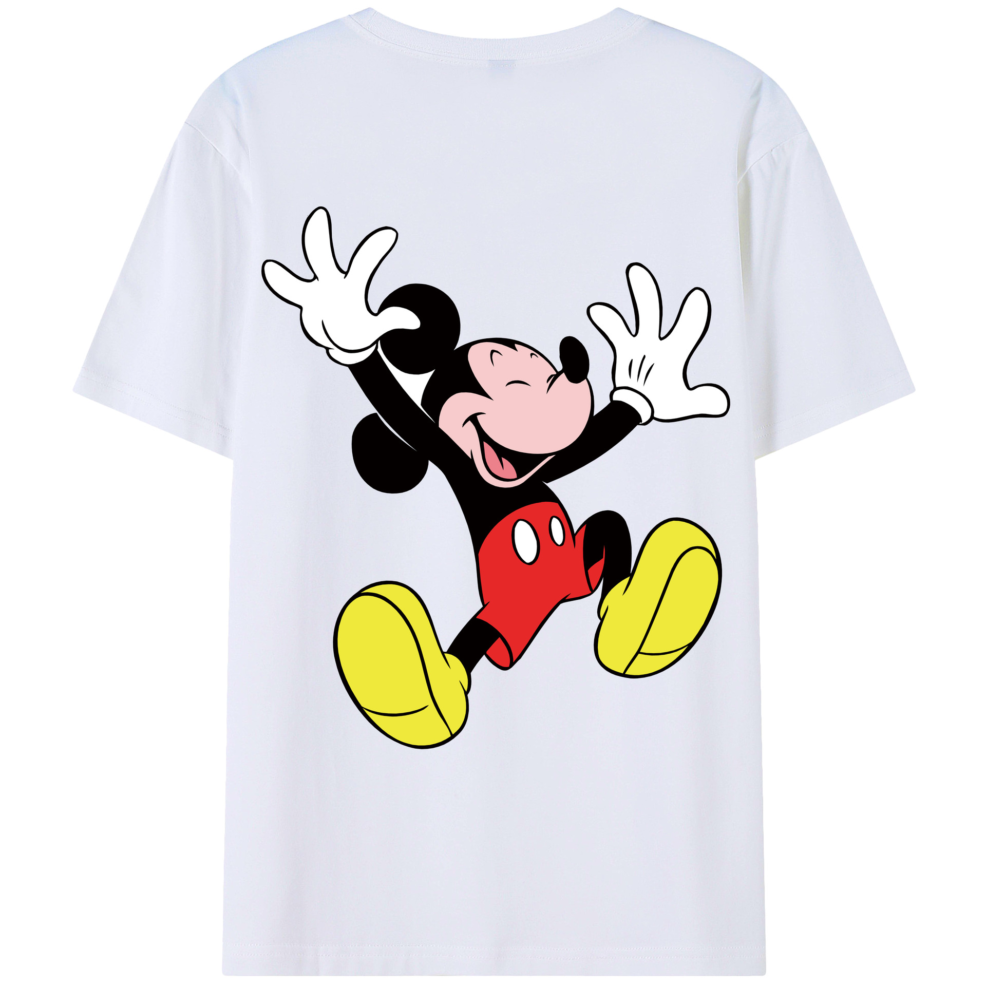 ミッキーマウス Mickey Mouse 綿100％ メンズ半袖Tシャツ（バックプリント） 通気性