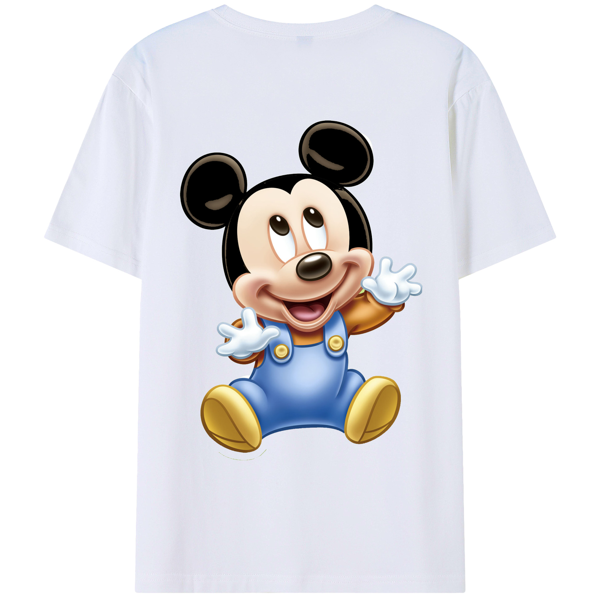 ミッキーマウス Mickey Mouse 綿100％ メンズ半袖Tシャツ（バックプリント） 通気性