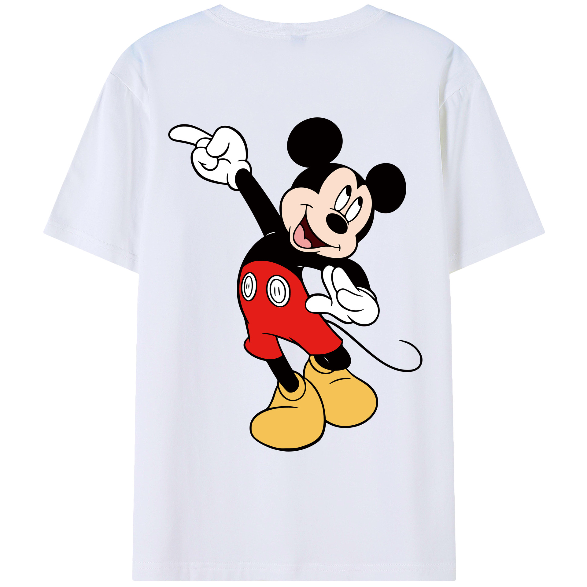 ミッキーマウス Mickey Mouse 綿100％ メンズ半袖Tシャツ（バックプリント） 通気性