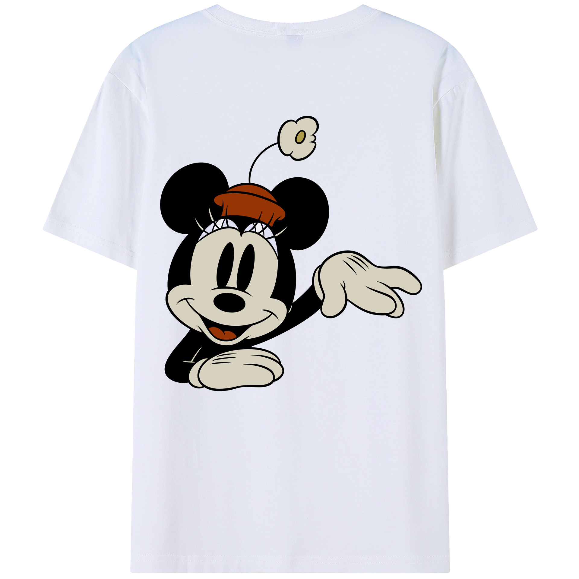 ミッキーマウス Mickey Mouse 綿100％ メンズ半袖Tシャツ（バックプリント） 通気性