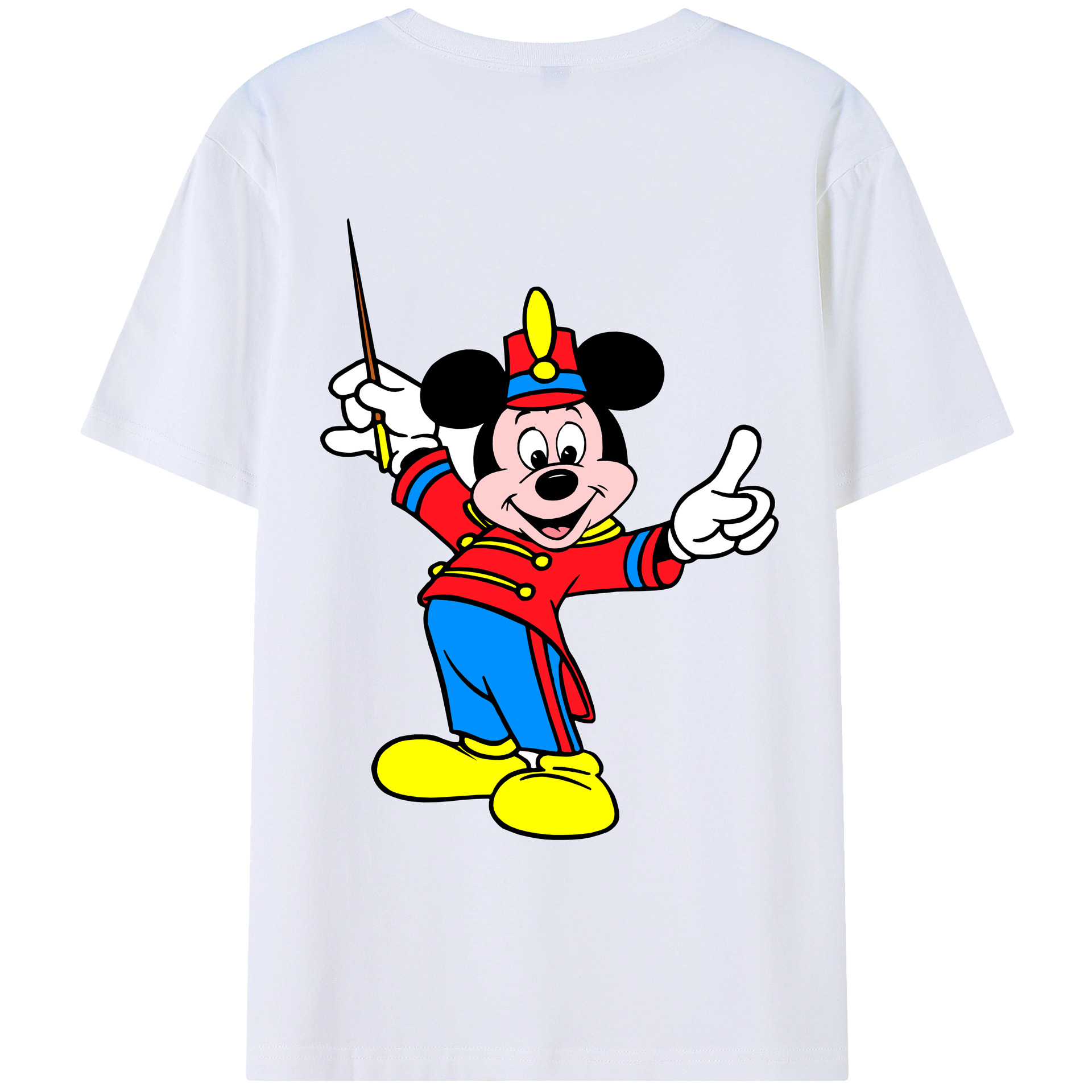 ミッキーマウス Mickey Mouse 綿100％ メンズ半袖Tシャツ（バックプリント） 通気性