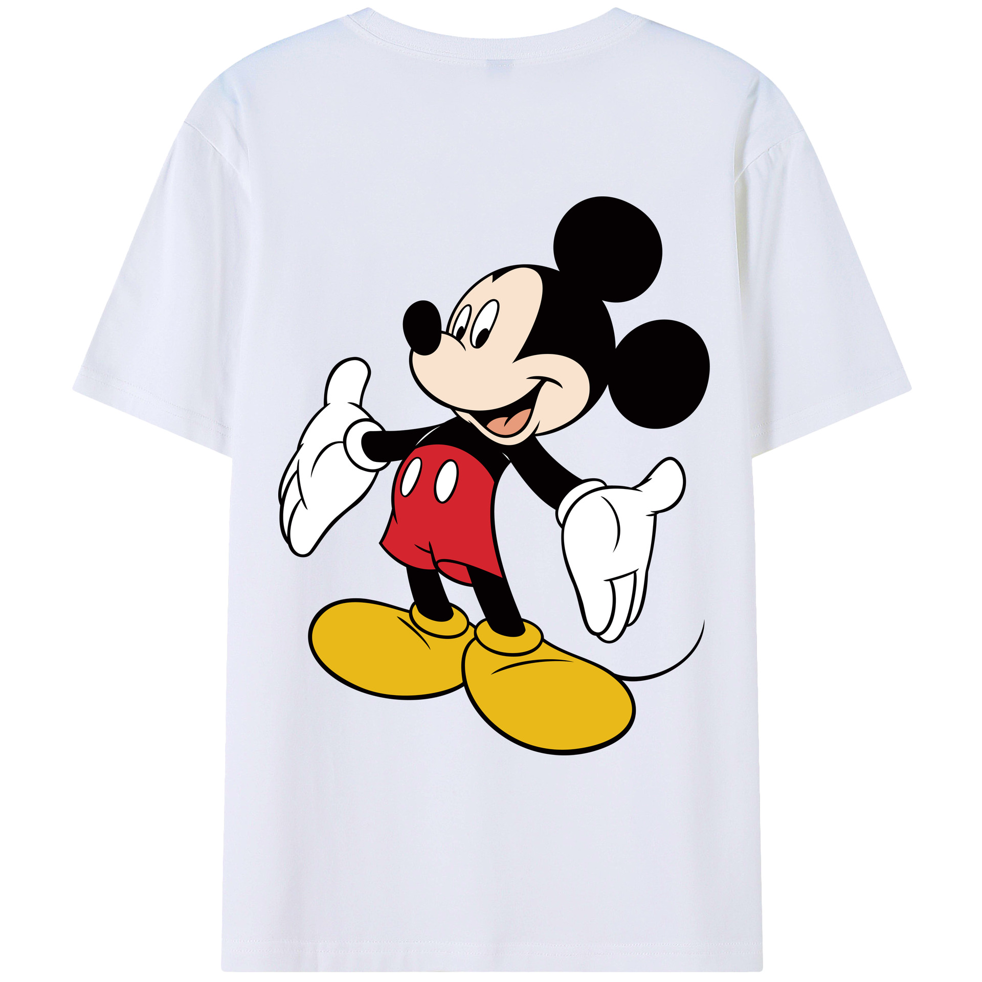 ミッキーマウス Mickey Mouse 綿100％ メンズ半袖Tシャツ（バックプリント） 通気性