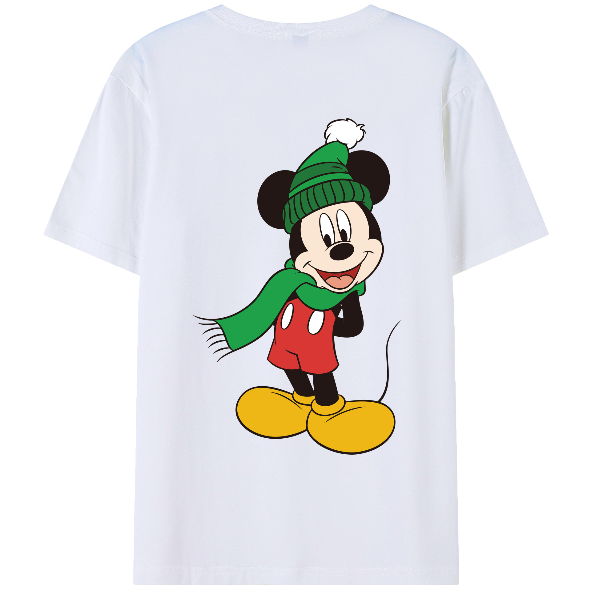 （画像用） ミッキーマウス Mickey Mouse 綿100％ メンズ半袖Tシャツ（バックプリント） 通気性