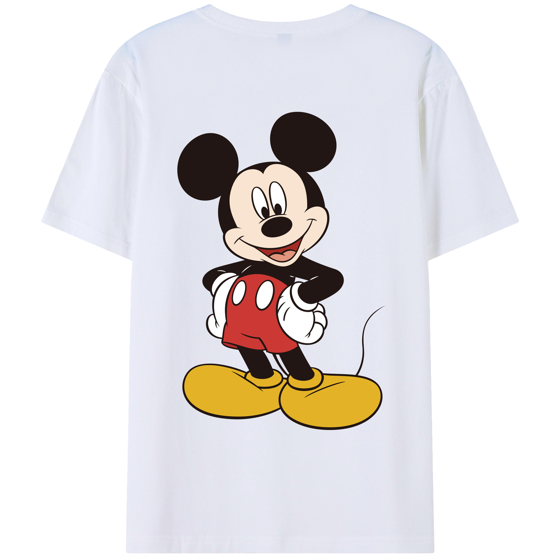 ミッキーマウス Mickey Mouse 綿100％ メンズ半袖Tシャツ（バックプリント） 通気性