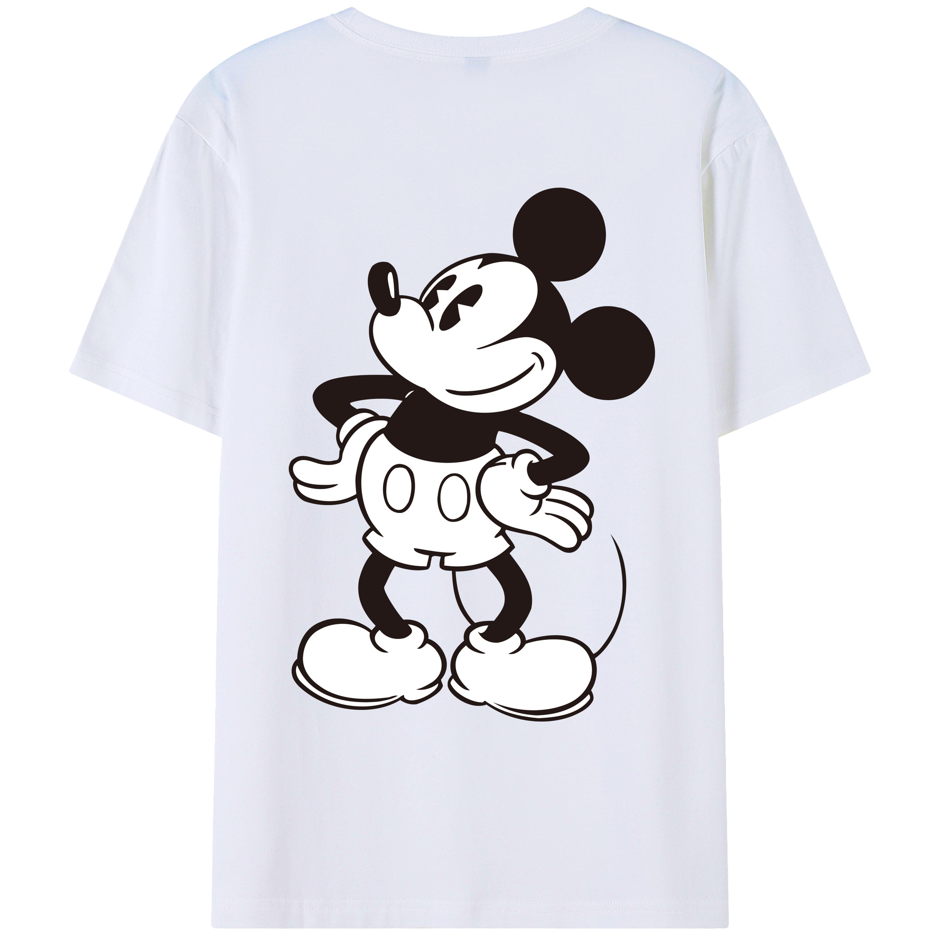 ミッキーマウス Mickey Mouse 綿100％ メンズ半袖Tシャツ（バックプリント） 通気性