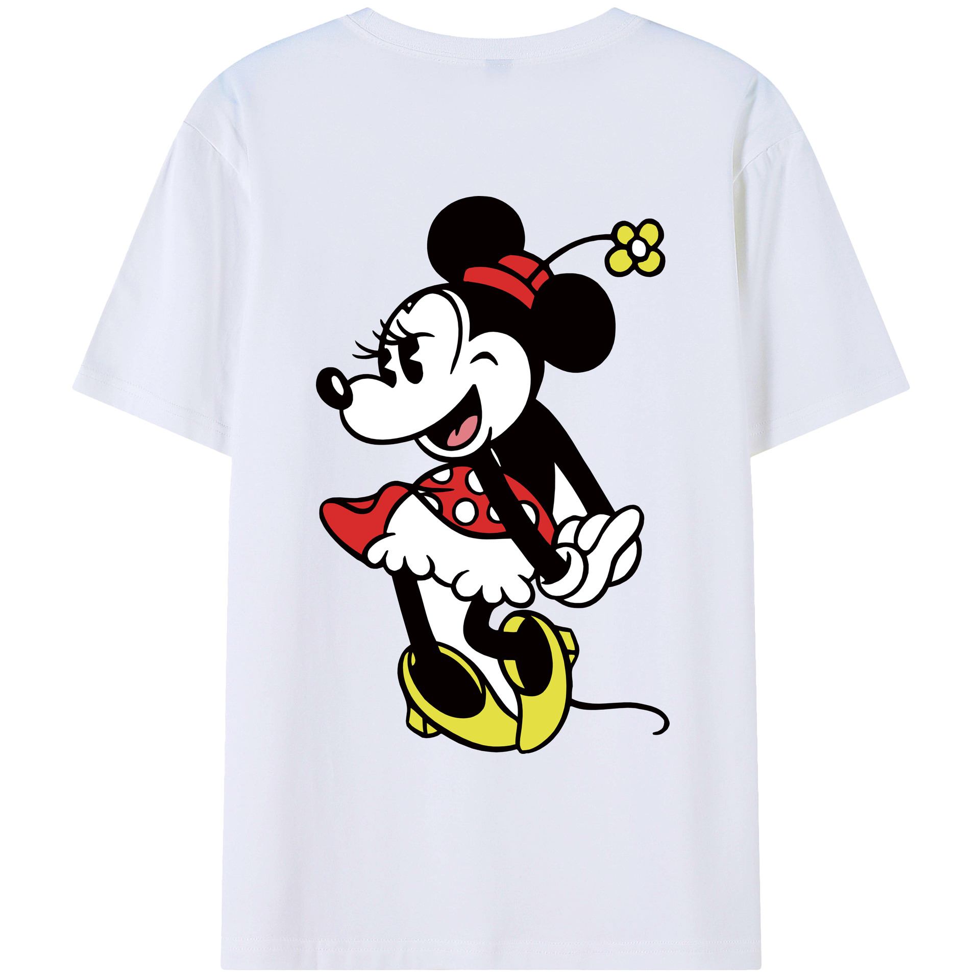 ミッキーマウス Mickey Mouse 綿100％ メンズ半袖Tシャツ（バックプリント） 通気性