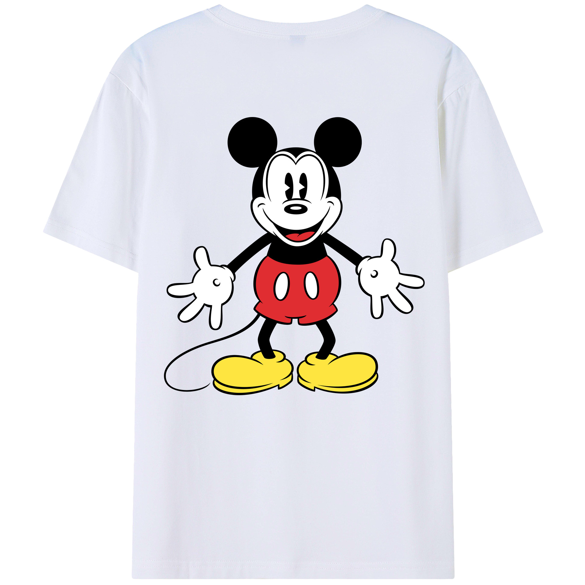 ミッキーマウス Mickey Mouse 綿100％ メンズ半袖Tシャツ（バックプリント） 通気性