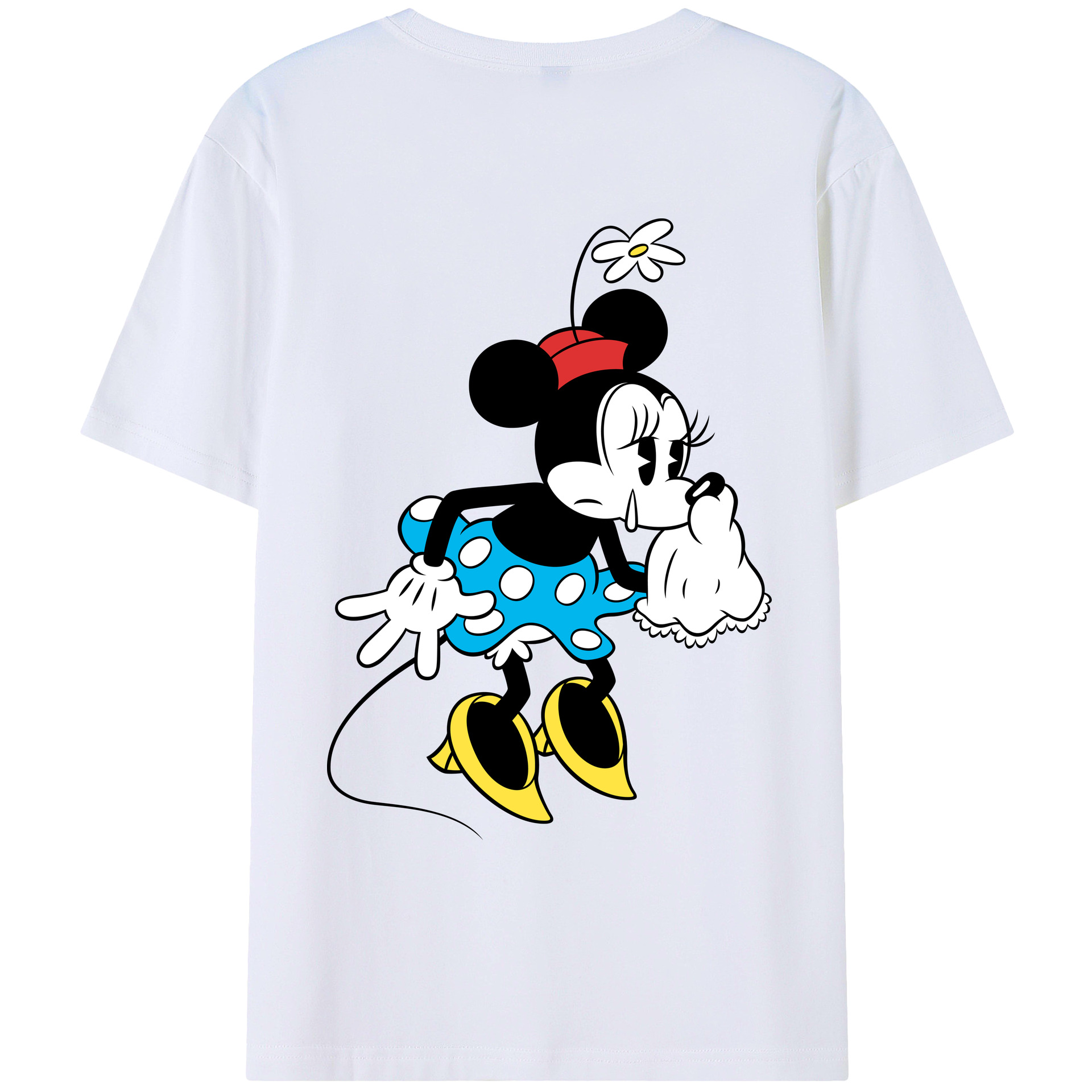 ミッキーマウス Mickey Mouse 綿100％ メンズ半袖Tシャツ（バックプリント） 通気性