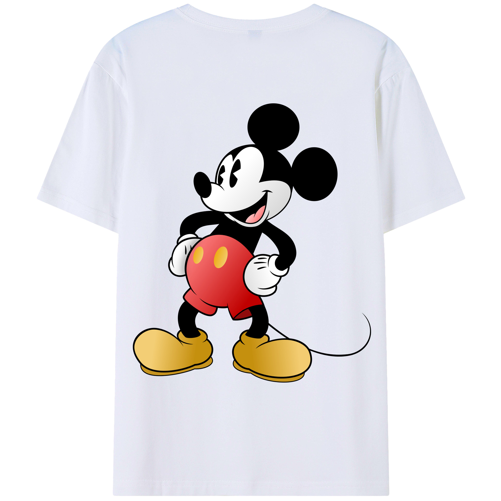 ミッキーマウス Mickey Mouse 綿100％ メンズ半袖Tシャツ（バックプリント） 通気性