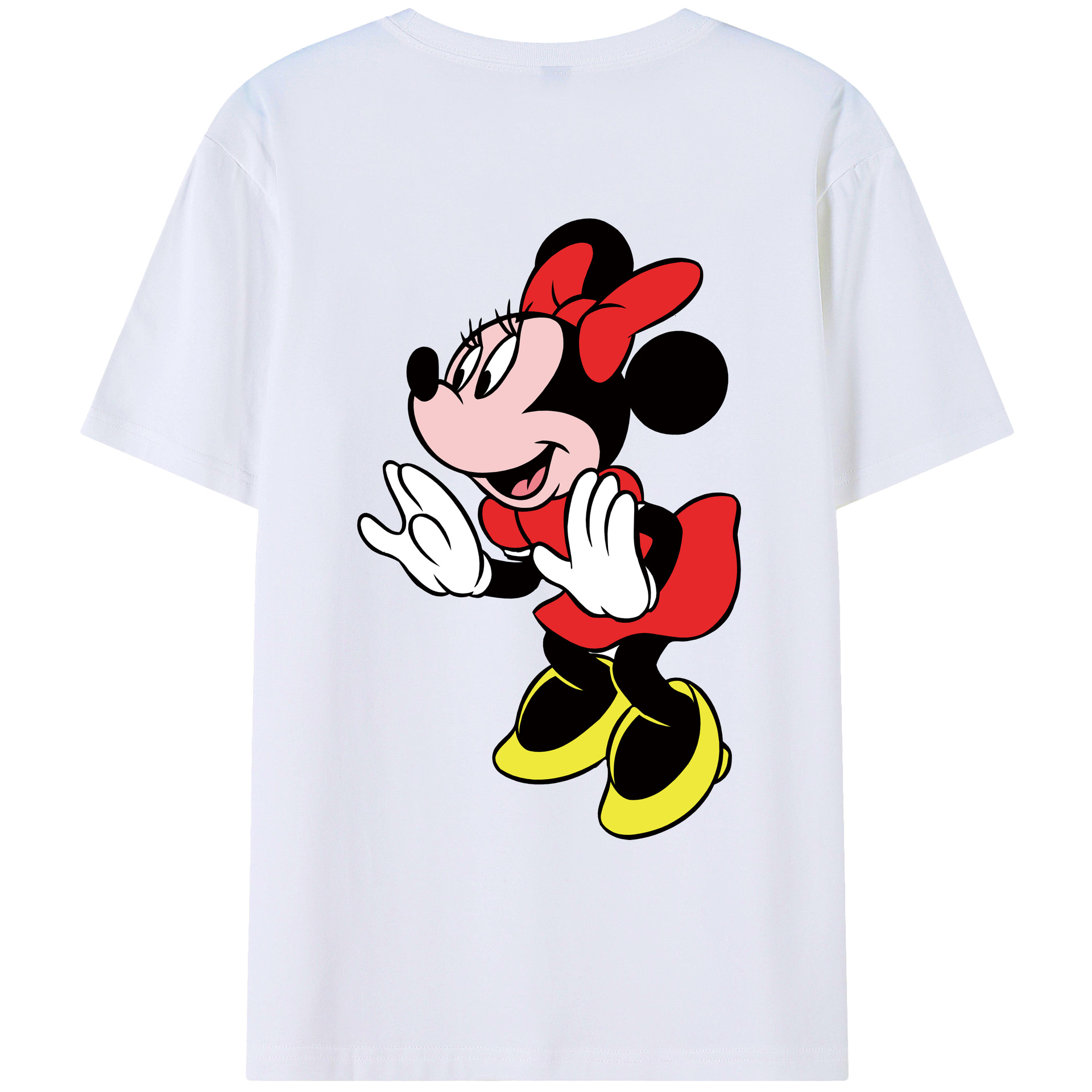 ミッキーマウス Mickey Mouse 綿100％ メンズ半袖Tシャツ（バックプリント） 通気性