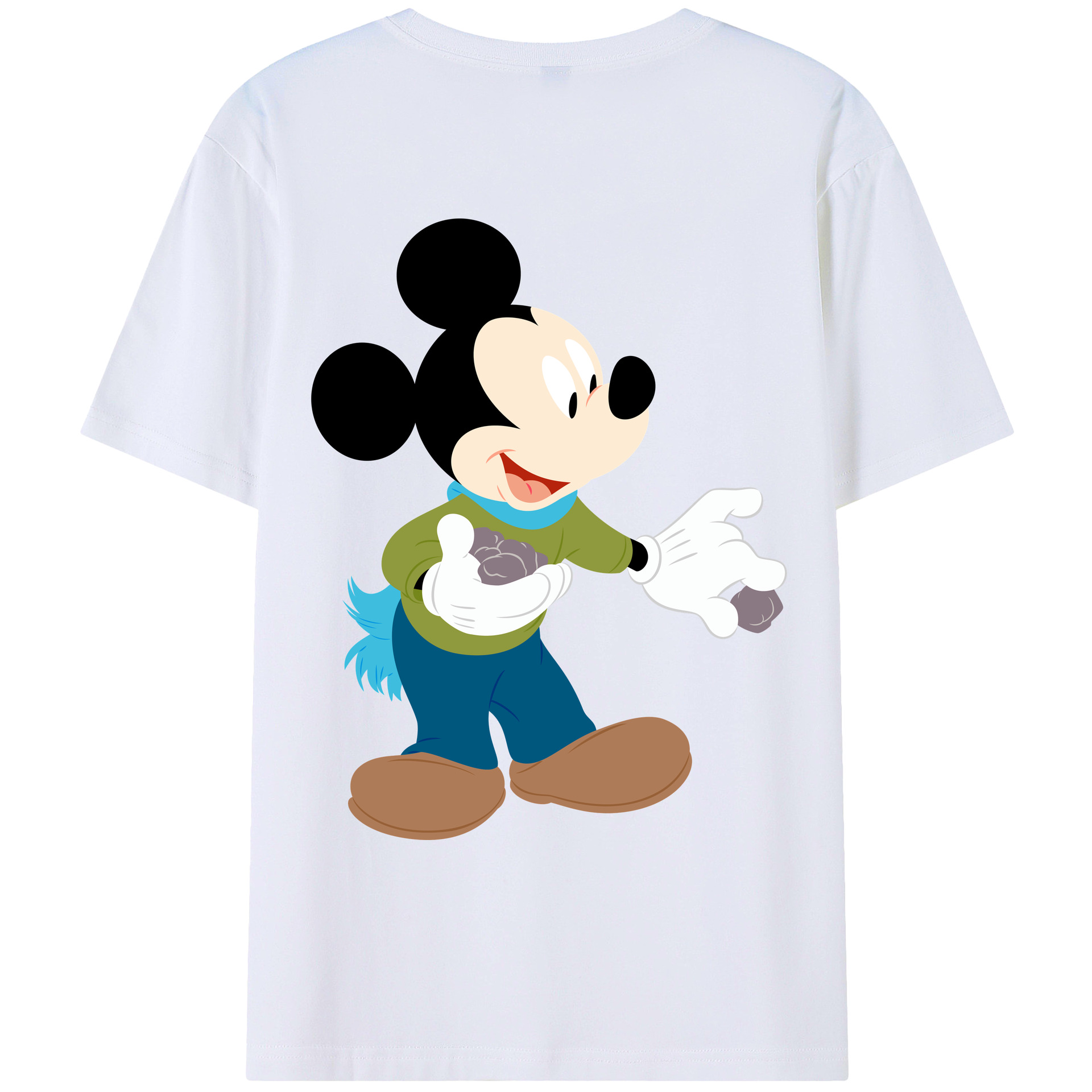 ミッキーマウス Mickey Mouse 綿100％ メンズ半袖Tシャツ（バックプリント） 通気性