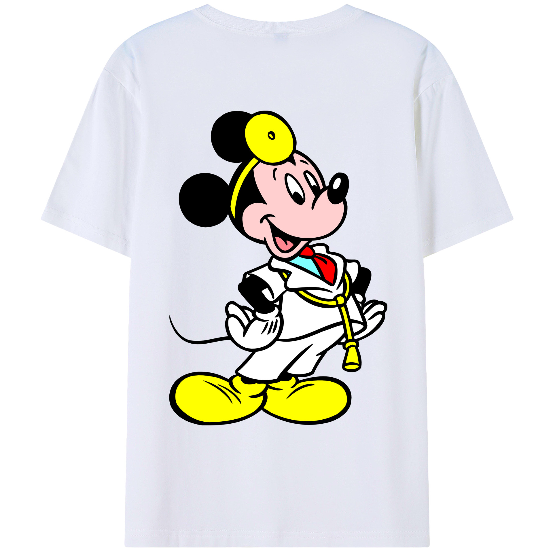 ミッキーマウス Mickey Mouse 綿100％ メンズ半袖Tシャツ（バックプリント） 通気性