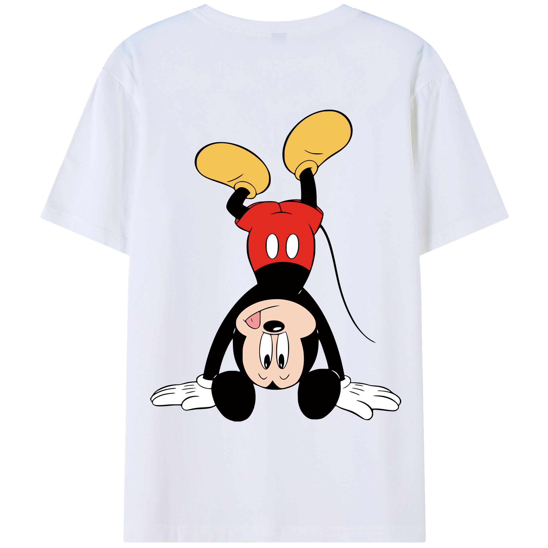 ミッキーマウス Mickey Mouse 綿100％ メンズ半袖Tシャツ（バックプリント） 通気性