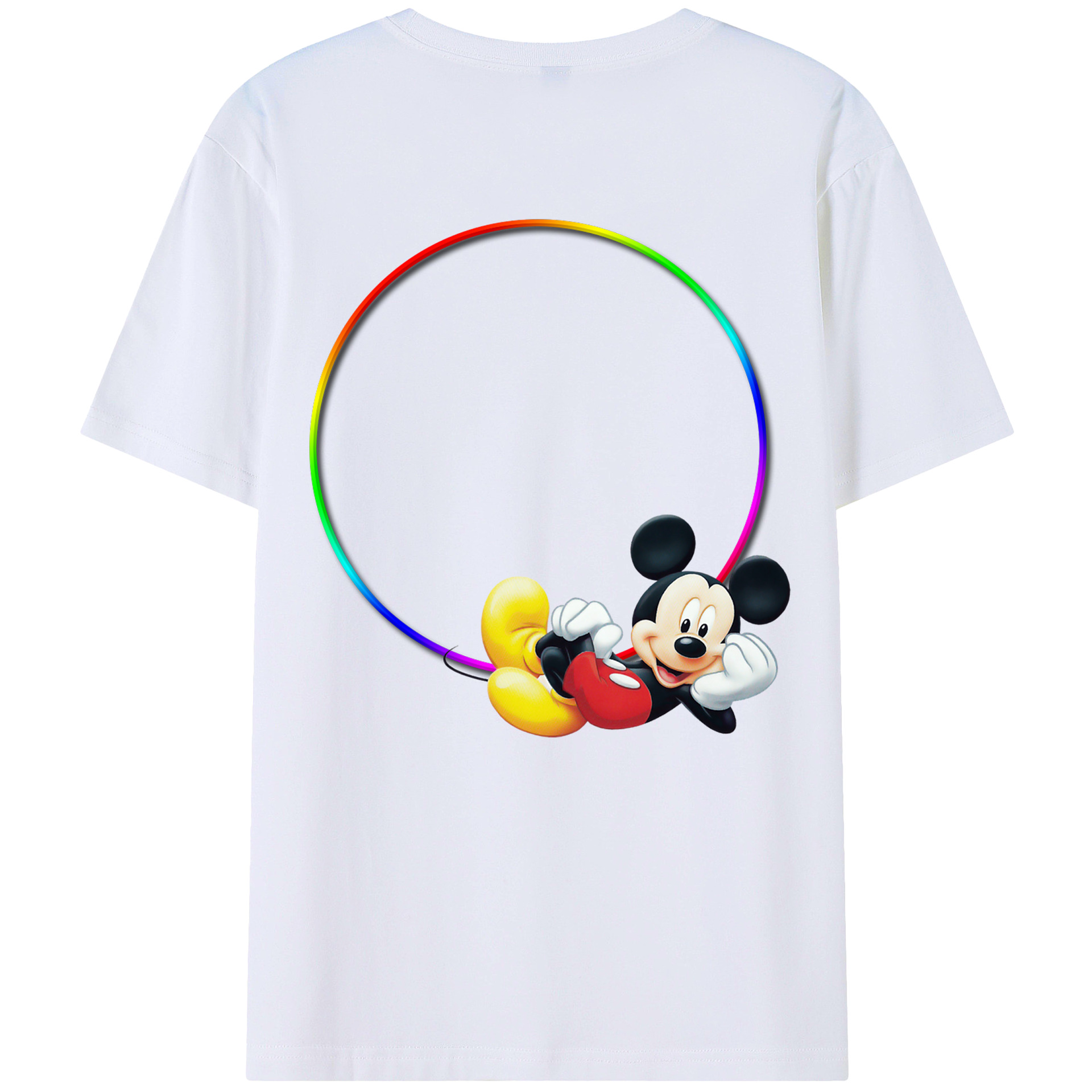 （画像用） ミッキーマウス Mickey Mouse 綿100％ メンズ半袖Tシャツ（バックプリント） 通気性