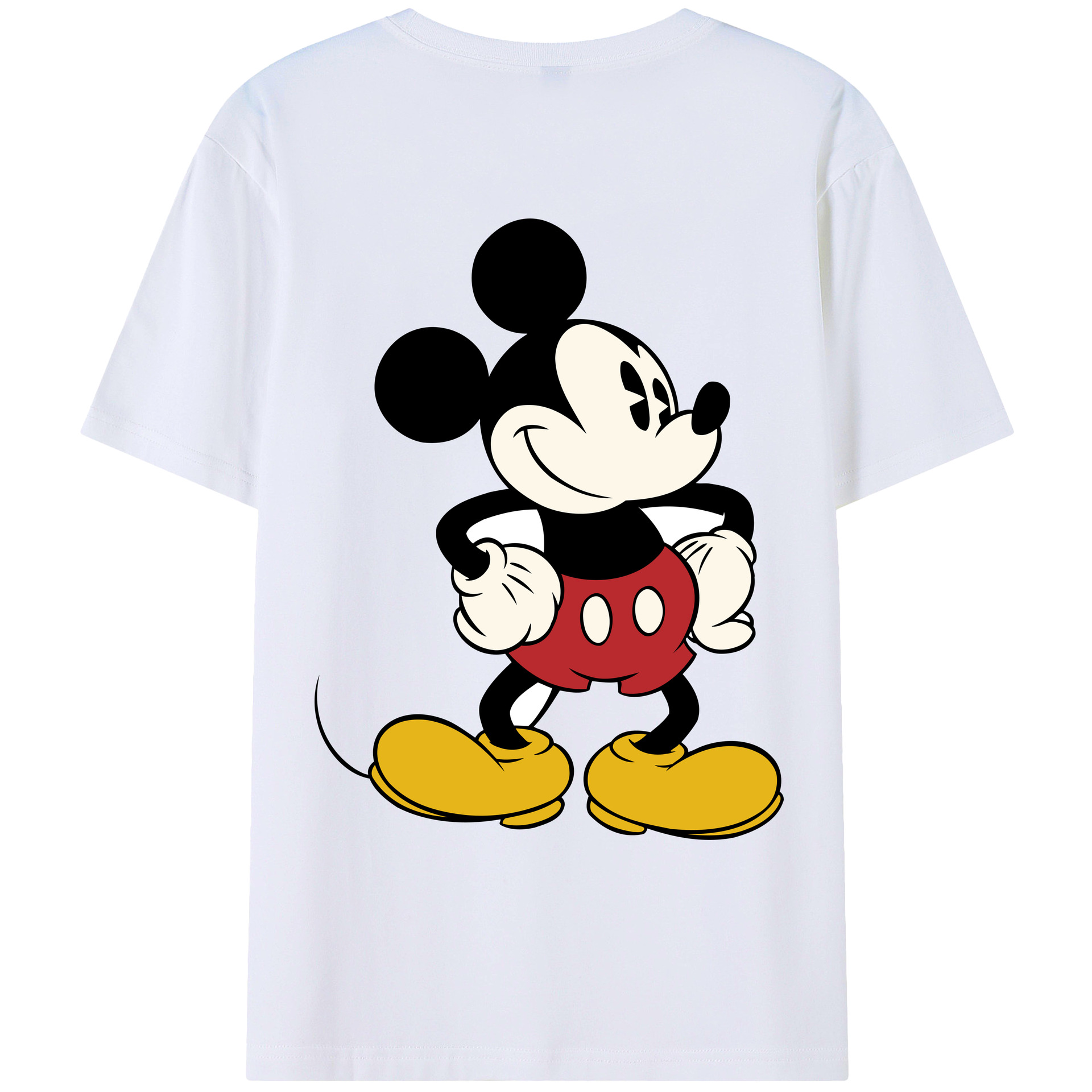 ミッキーマウス Mickey Mouse 綿100％ メンズ半袖Tシャツ（バックプリント） 通気性