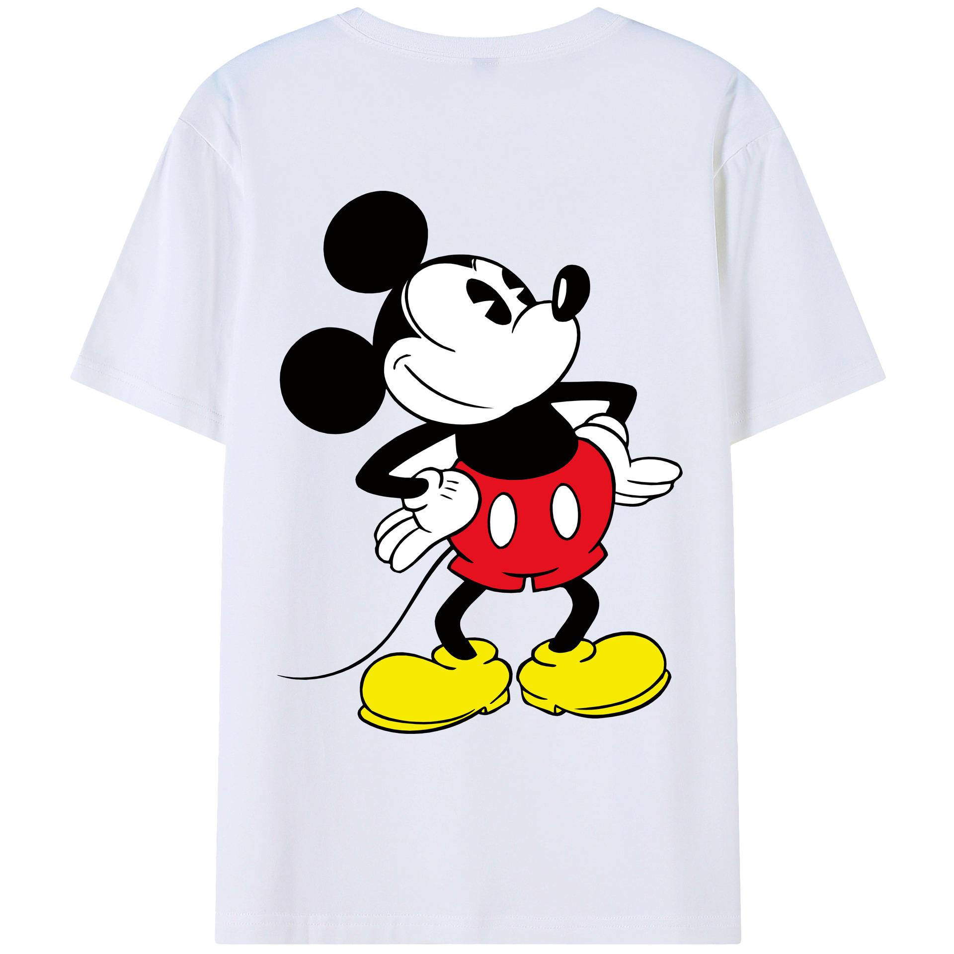 ミッキーマウス Mickey Mouse 綿100％ メンズ半袖Tシャツ（バックプリント） 通気性