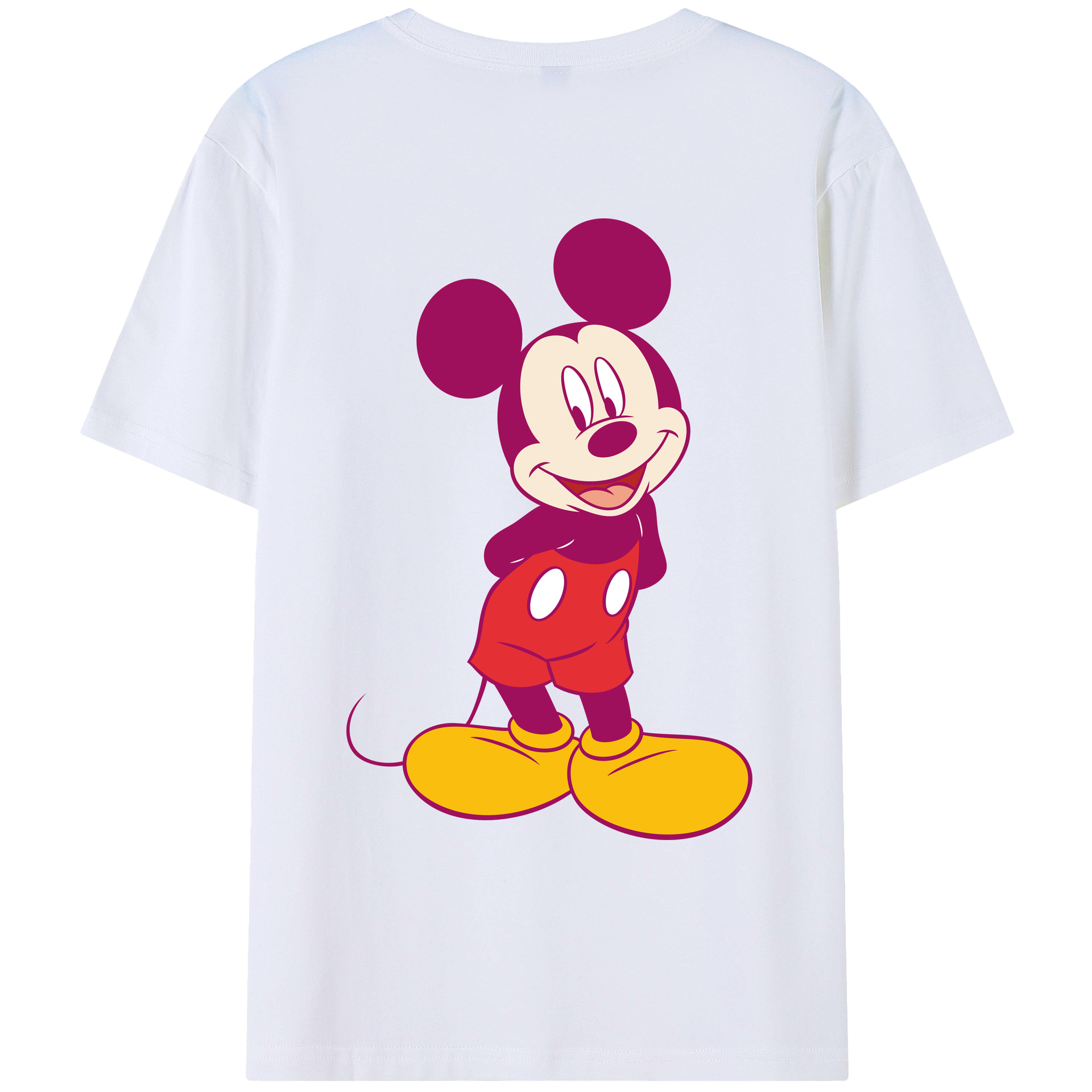 ミッキーマウス Mickey Mouse 綿100％ メンズ半袖Tシャツ（バックプリント） 通気性