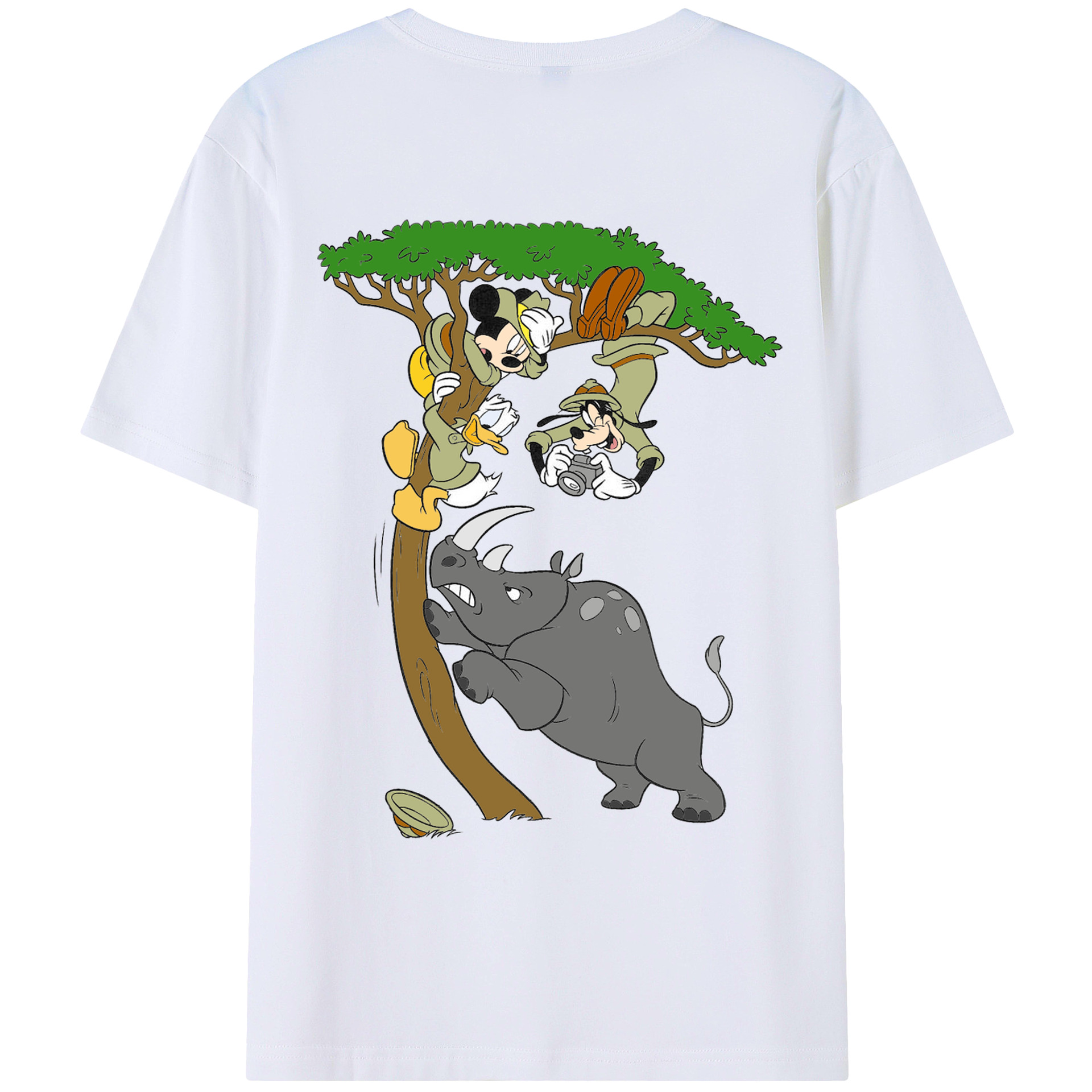 ミッキーマウス Mickey Mouse 綿100％ メンズ半袖Tシャツ（バックプリント） 通気性