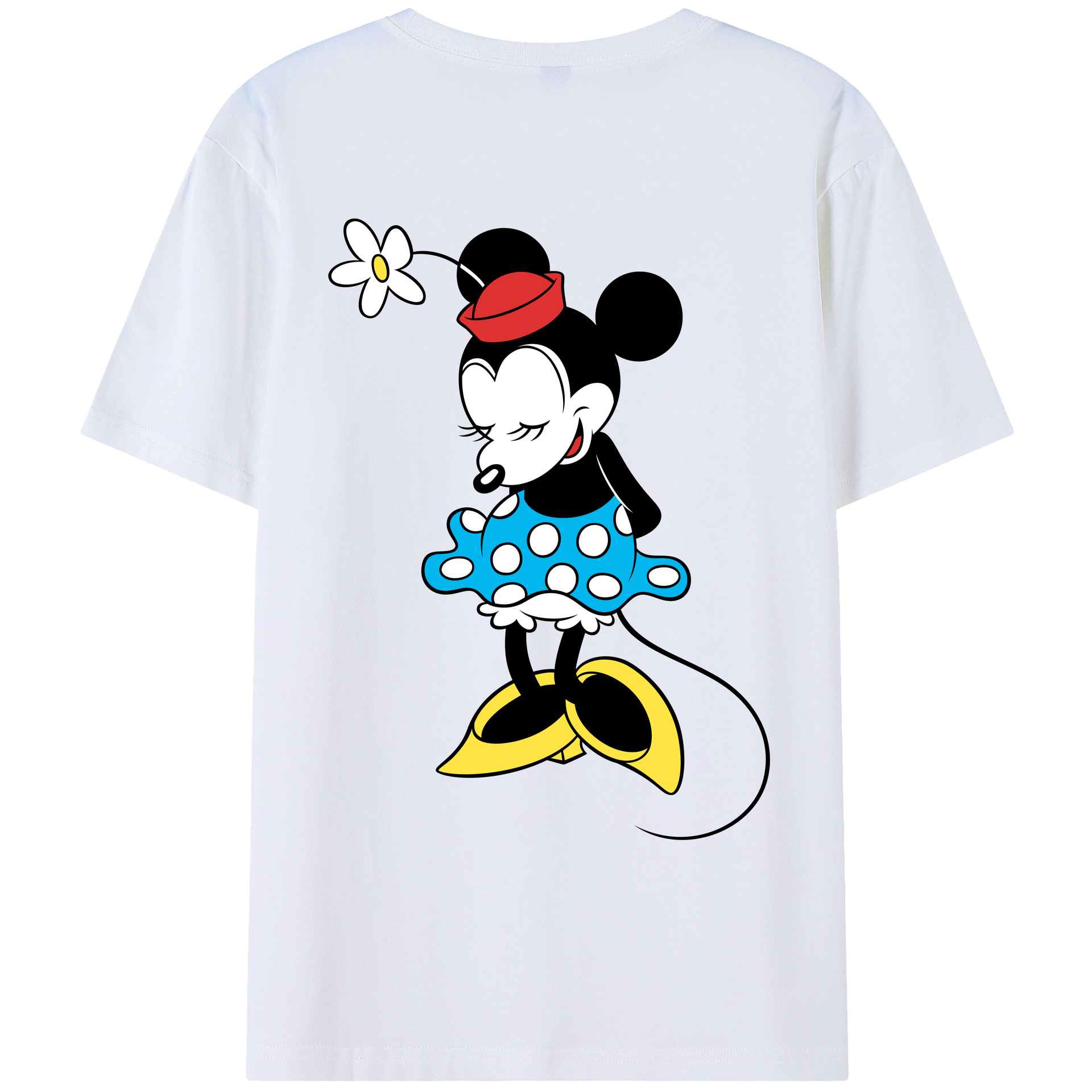 ミッキーマウス Mickey Mouse 綿100％ メンズ半袖Tシャツ（バックプリント） 通気性