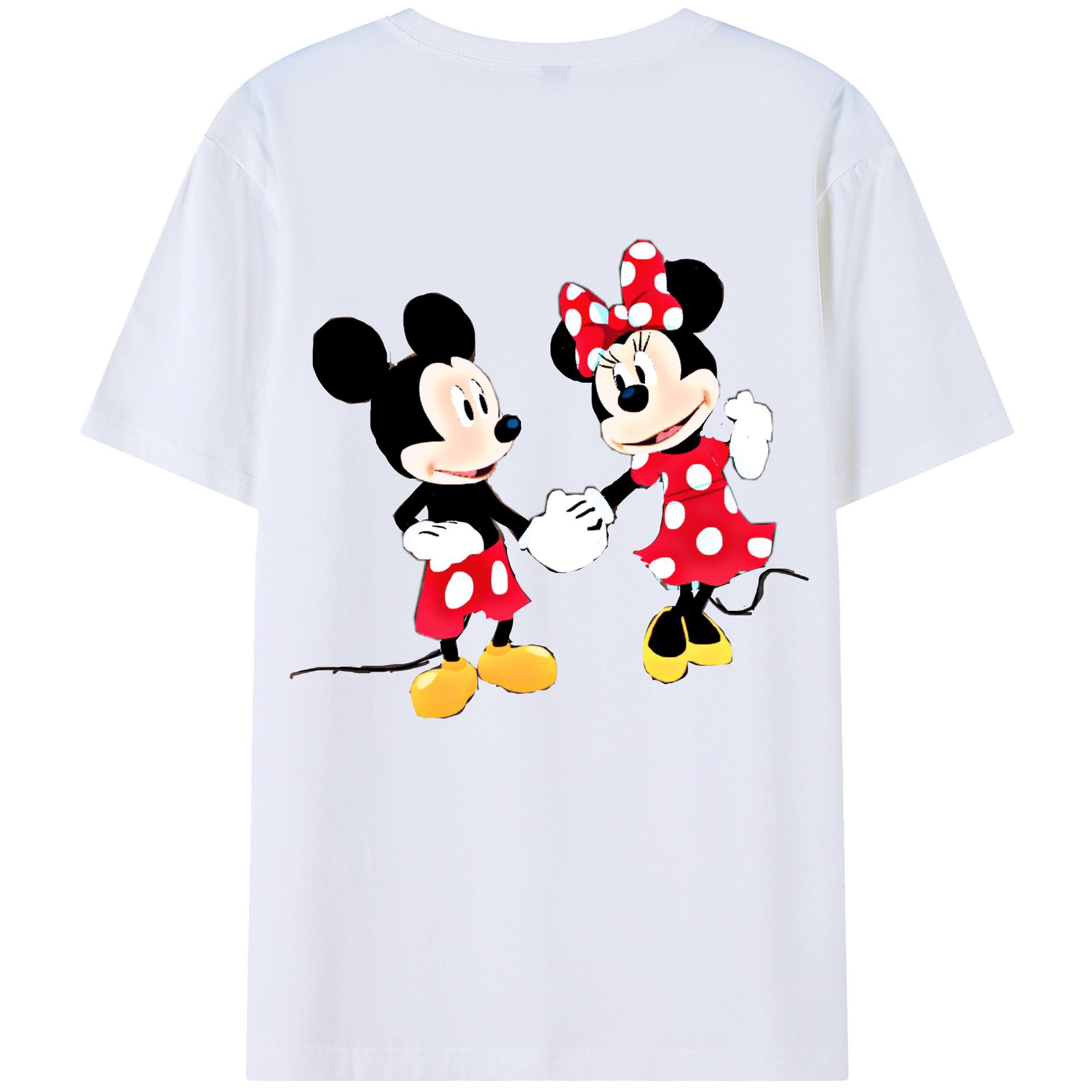 ミッキーマウス Mickey Mouse 綿100％ メンズ半袖Tシャツ（バックプリント） 通気性