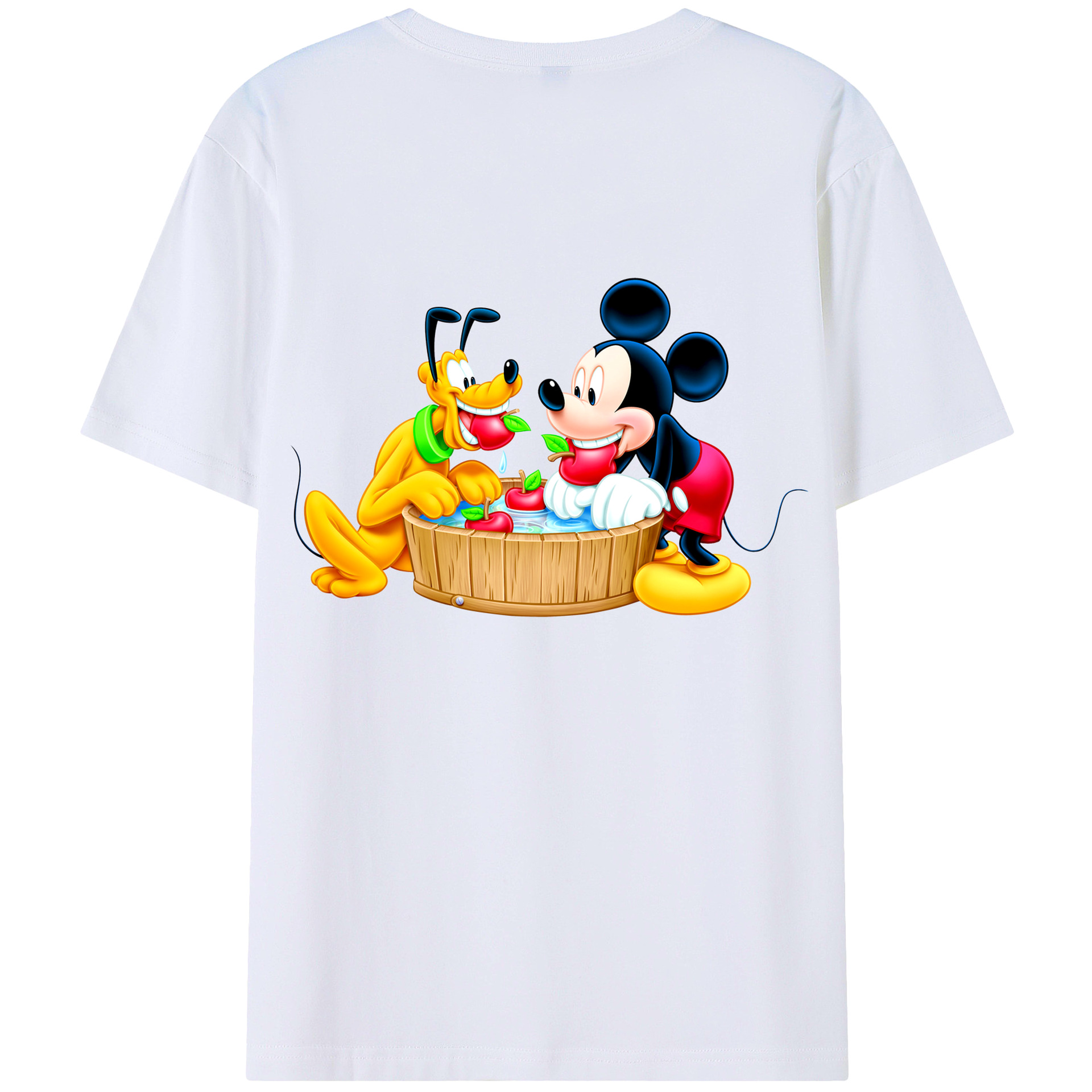 ミッキーマウス Mickey Mouse 綿100％ メンズ半袖Tシャツ（バックプリント） 通気性