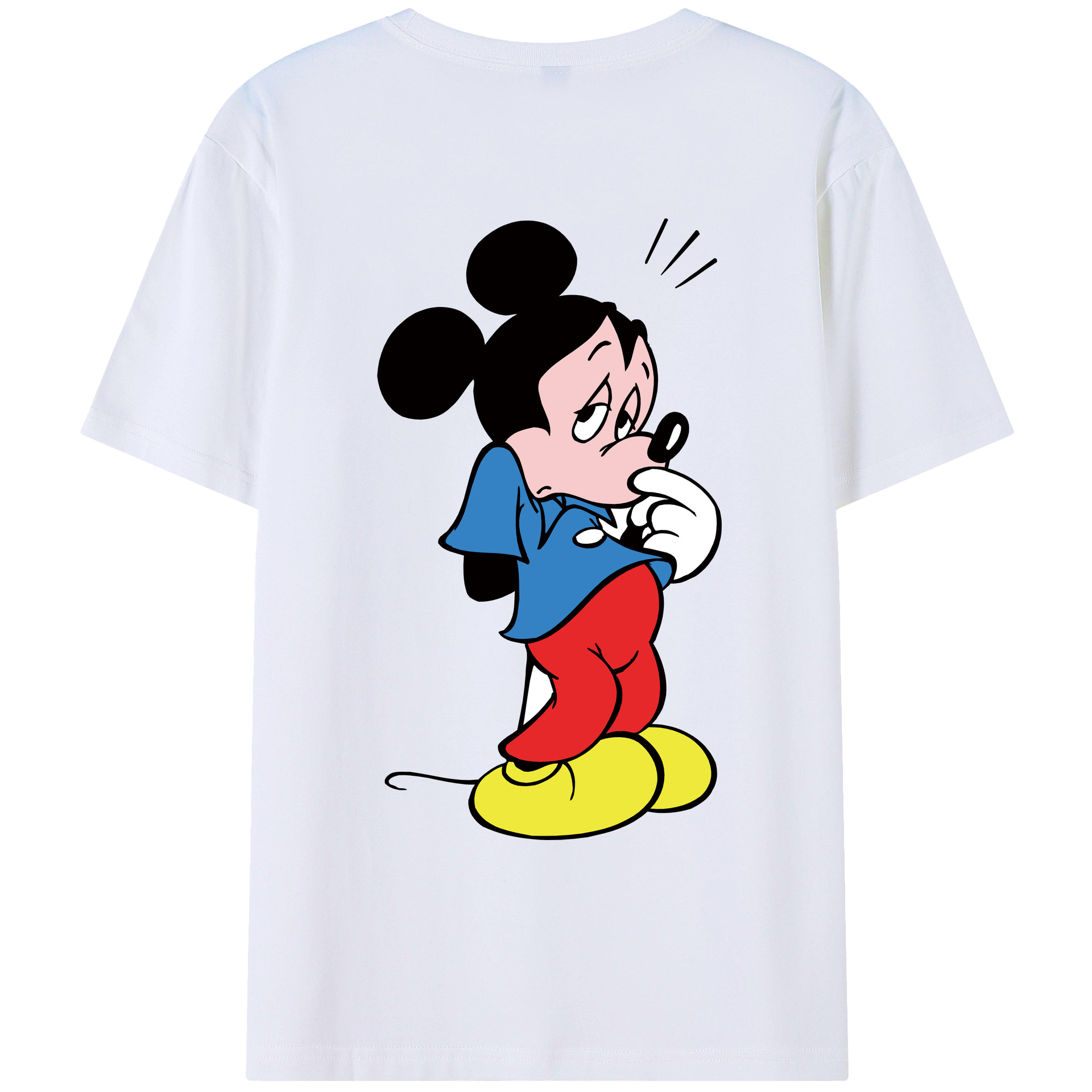 ミッキーマウス Mickey Mouse 綿100％ メンズ半袖Tシャツ（バックプリント） 通気性