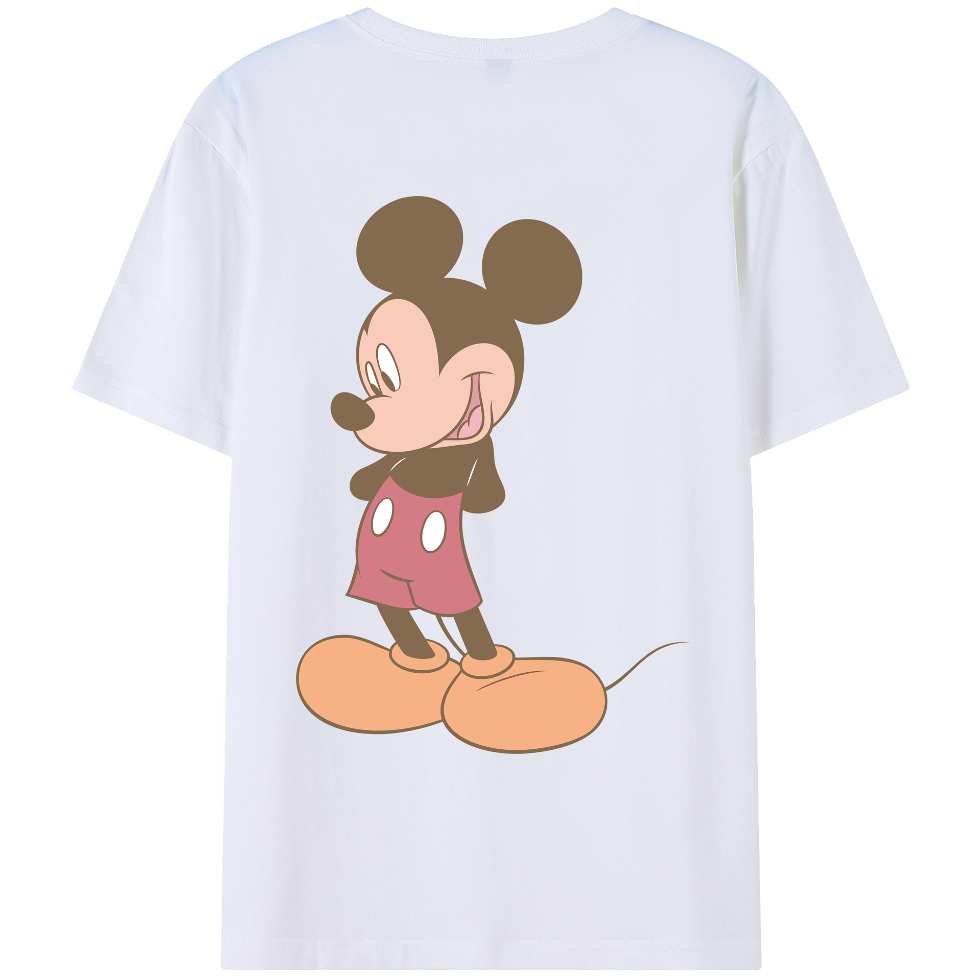ミッキーマウス Mickey Mouse 綿100％ メンズ半袖Tシャツ（バックプリント） 通気性