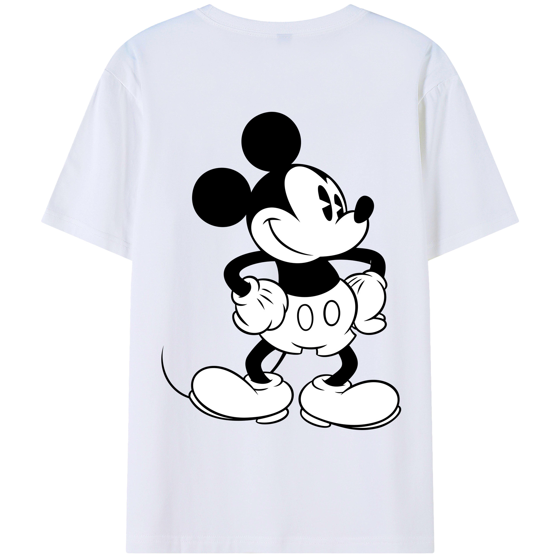 ミッキーマウス Mickey Mouse 綿100％ メンズ半袖Tシャツ（バックプリント） 通気性