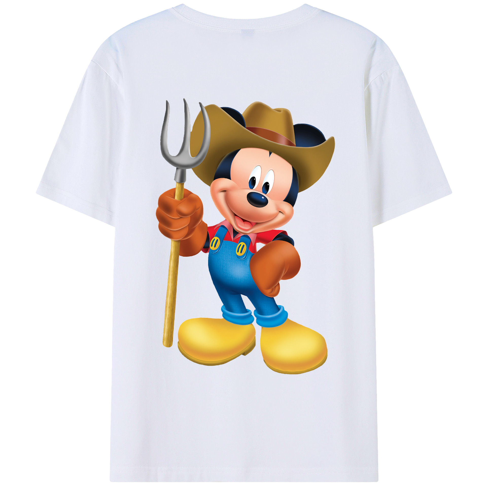 ミッキーマウス Mickey Mouse 綿100％ メンズ半袖Tシャツ（バックプリント） 通気性