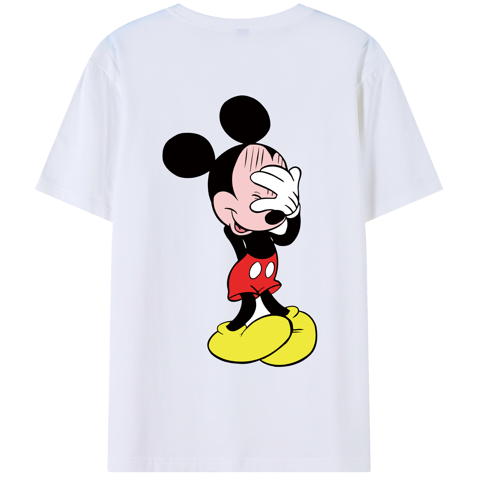 ミッキーマウス Mickey Mouse 綿100％ メンズ半袖Tシャツ（バックプリント） 通気性
