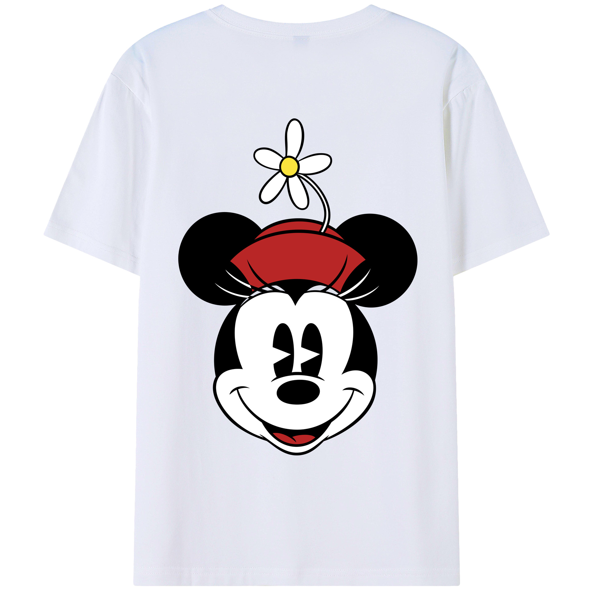 ミッキーマウス Mickey Mouse 綿100％ メンズ半袖Tシャツ（バックプリント） 通気性