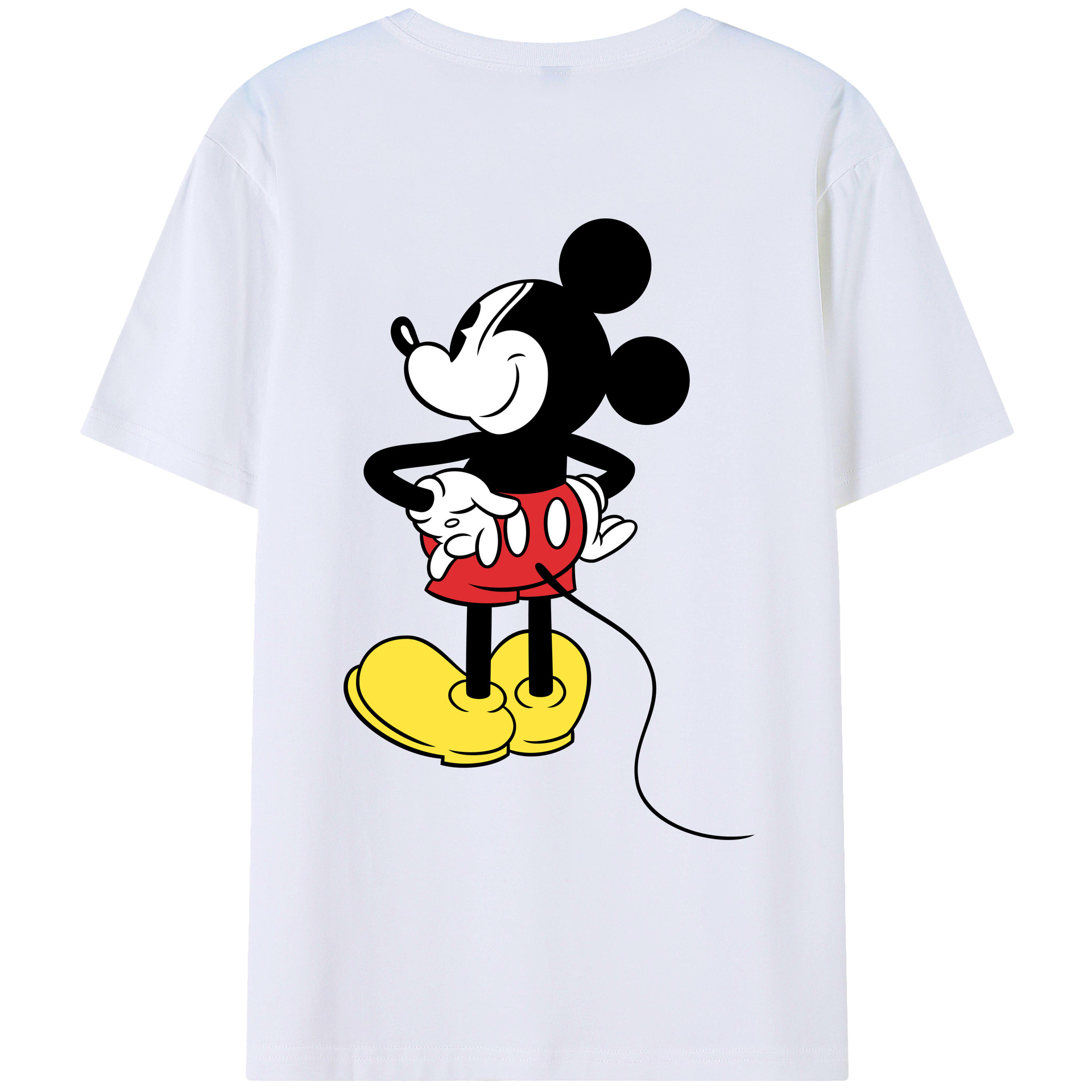 （画像用） ミッキーマウス Mickey Mouse 綿100％ メンズ半袖Tシャツ（バックプリント） 通気性