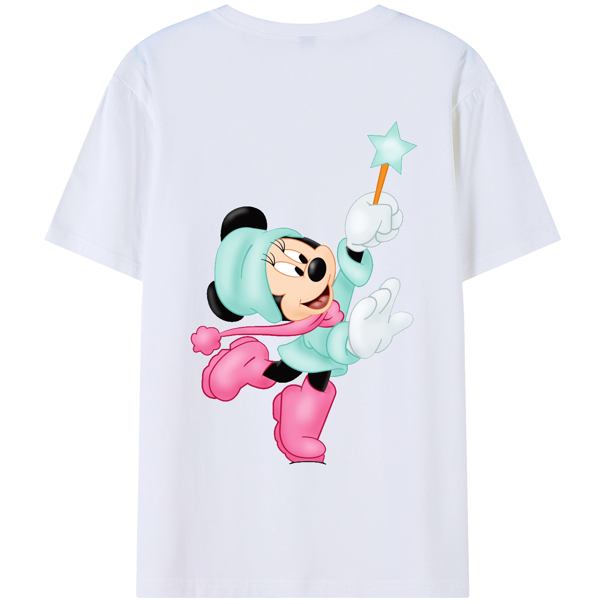 ミッキーマウス Mickey Mouse 綿100％ メンズ半袖Tシャツ（バックプリント） 通気性