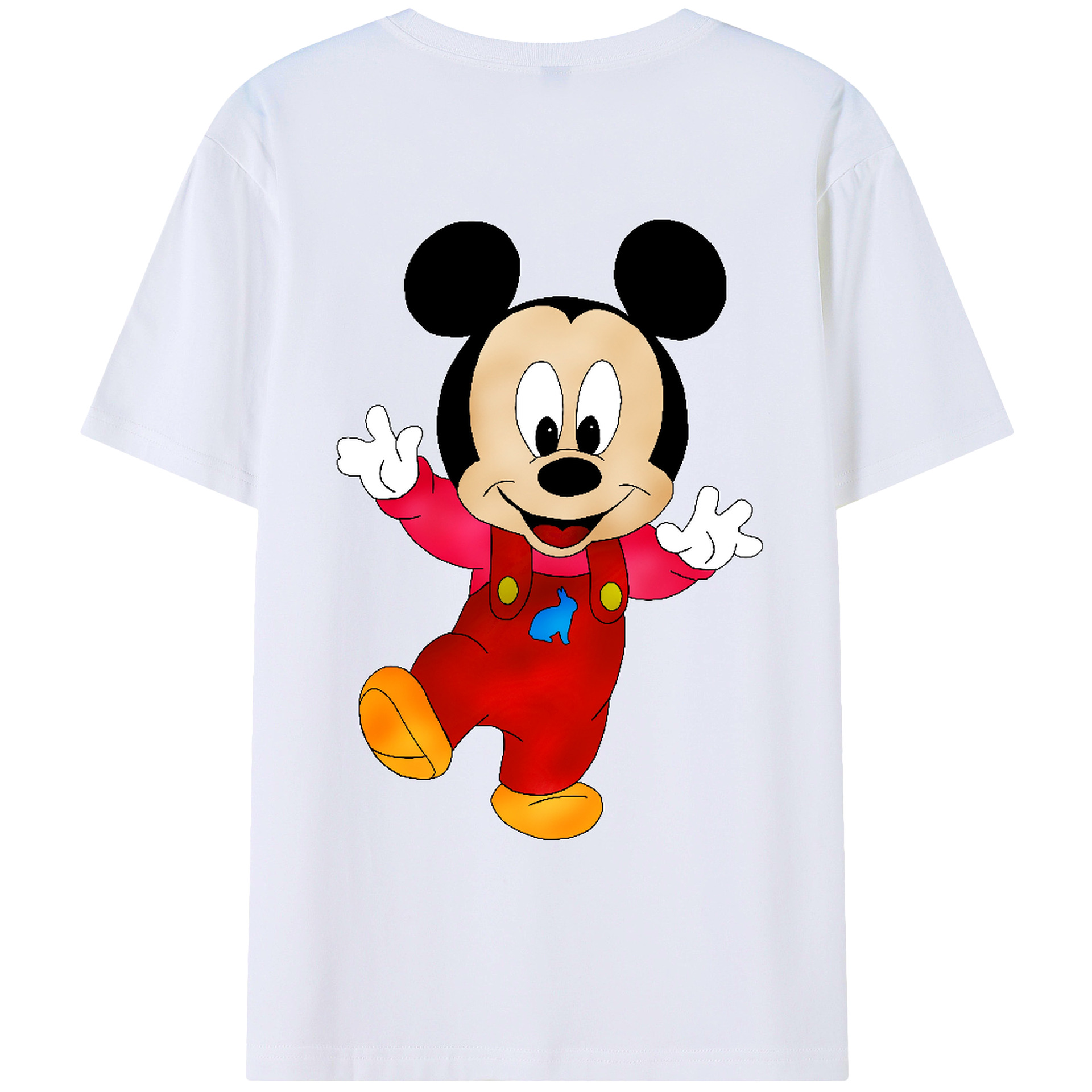 ミッキーマウス Mickey Mouse 綿100％ メンズ半袖Tシャツ（バックプリント） 通気性
