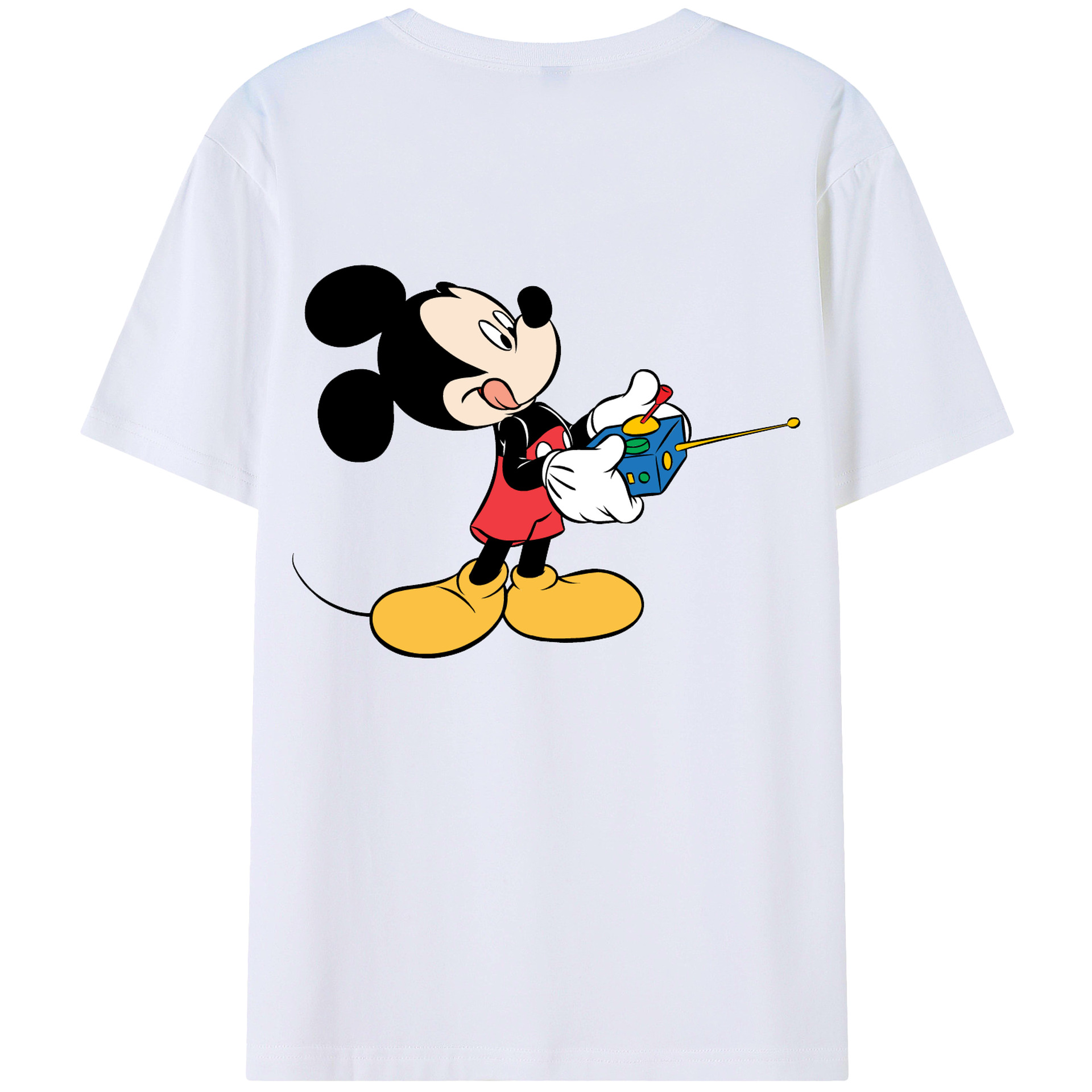 ミッキーマウス Mickey Mouse 綿100％ メンズ半袖Tシャツ（バックプリント） 通気性