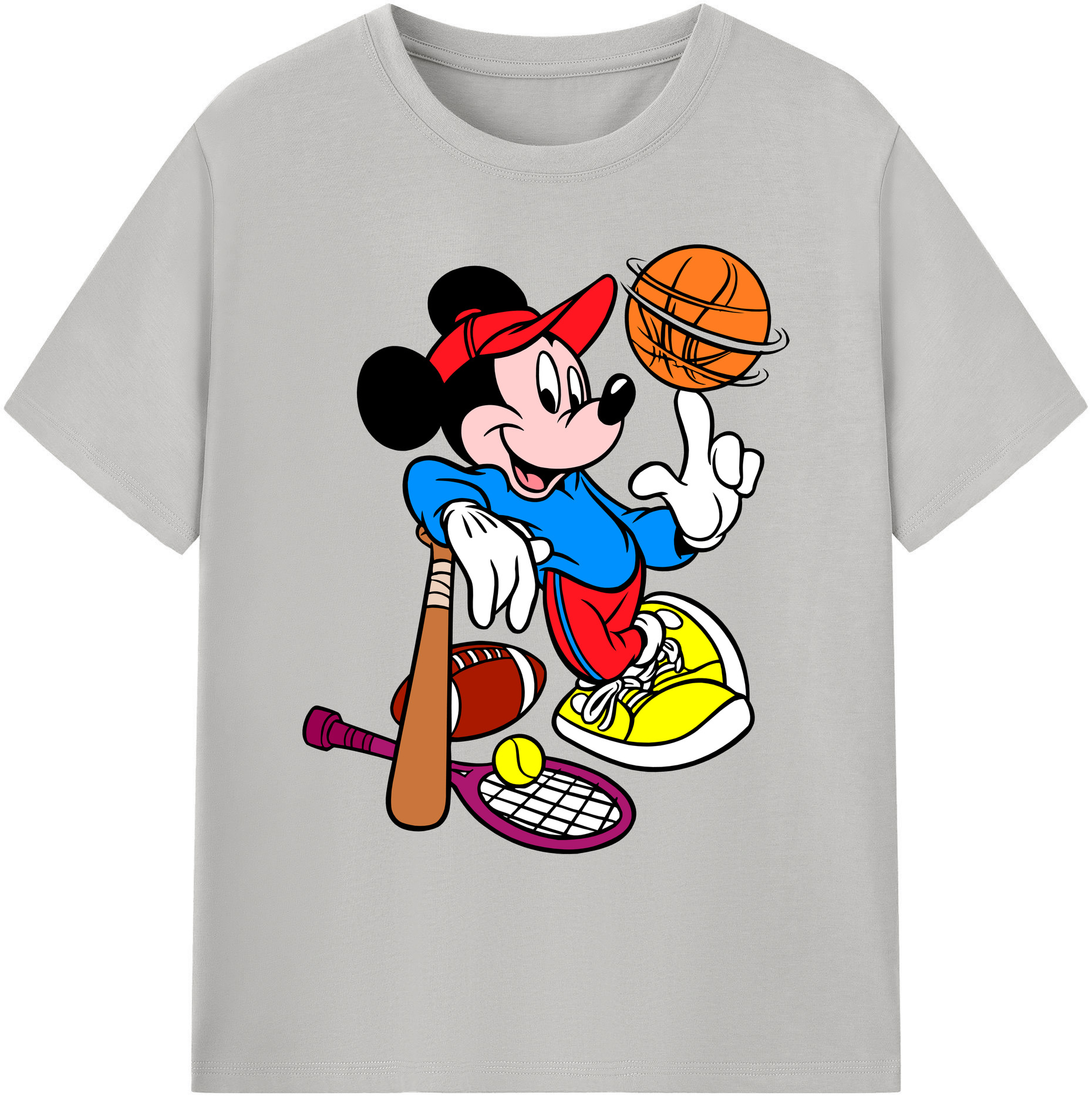ミッキーマウス Mickey Mouse 綿100％ メンズ半袖Tシャツ｜肌触りやわらか＆通気性