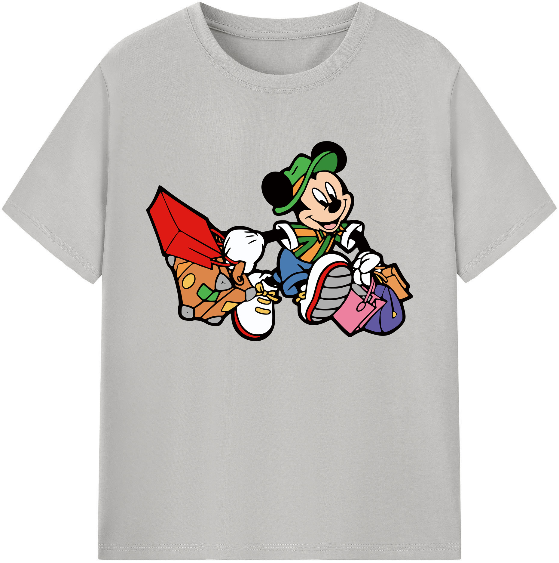 ミッキーマウス Mickey Mouse 綿100％ メンズ半袖Tシャツ｜肌触りやわらか＆通気性