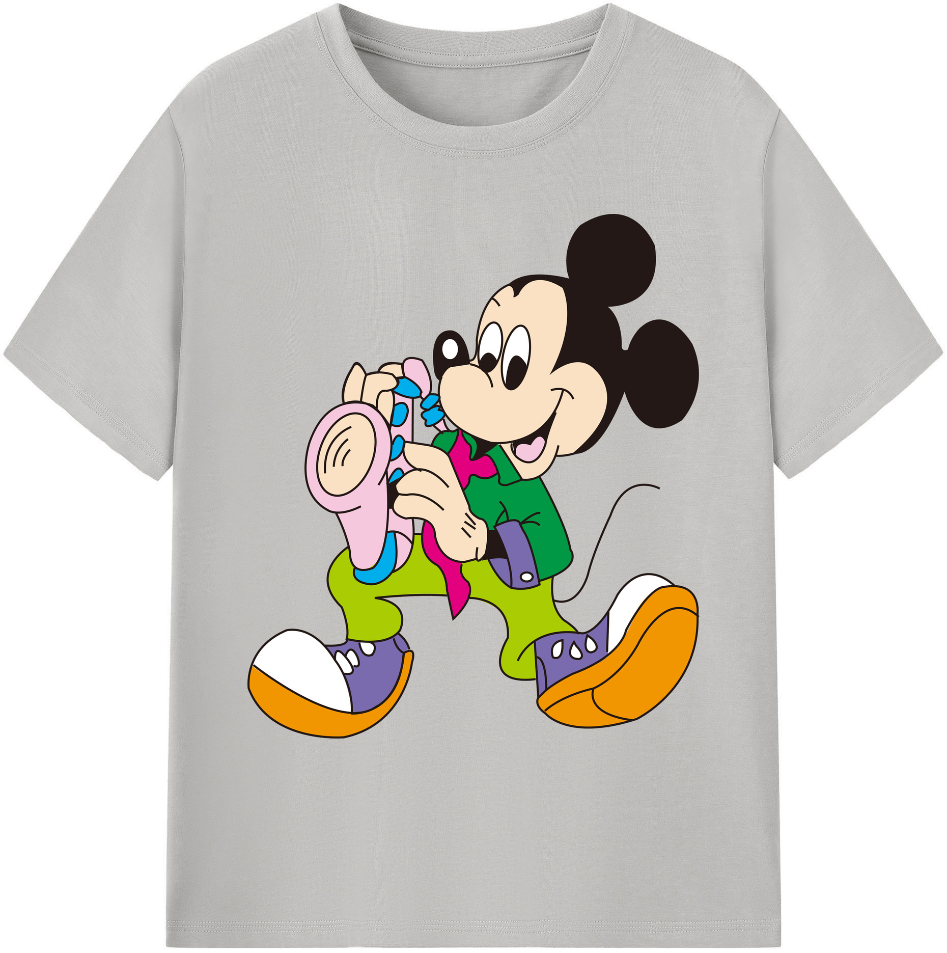 ミッキーマウス Mickey Mouse 綿100％ メンズ半袖Tシャツ｜肌触りやわらか＆通気性