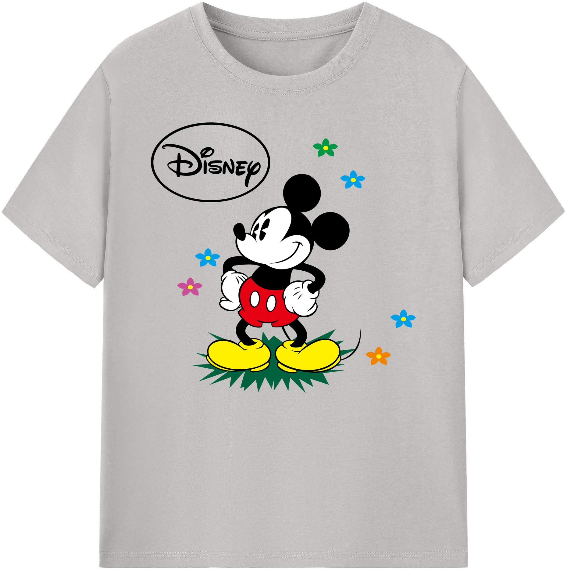 ミッキーマウス Mickey Mouse 綿100％ メンズ半袖Tシャツ｜肌触りやわらか＆通気性