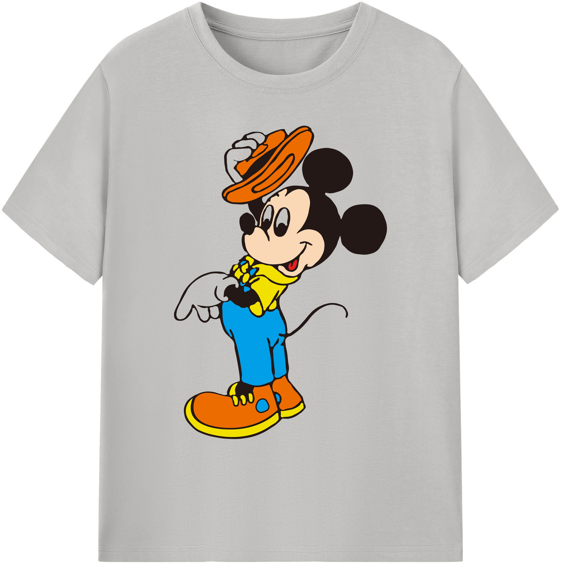 ミッキーマウス Mickey Mouse 綿100％ メンズ半袖Tシャツ｜肌触りやわらか＆通気性