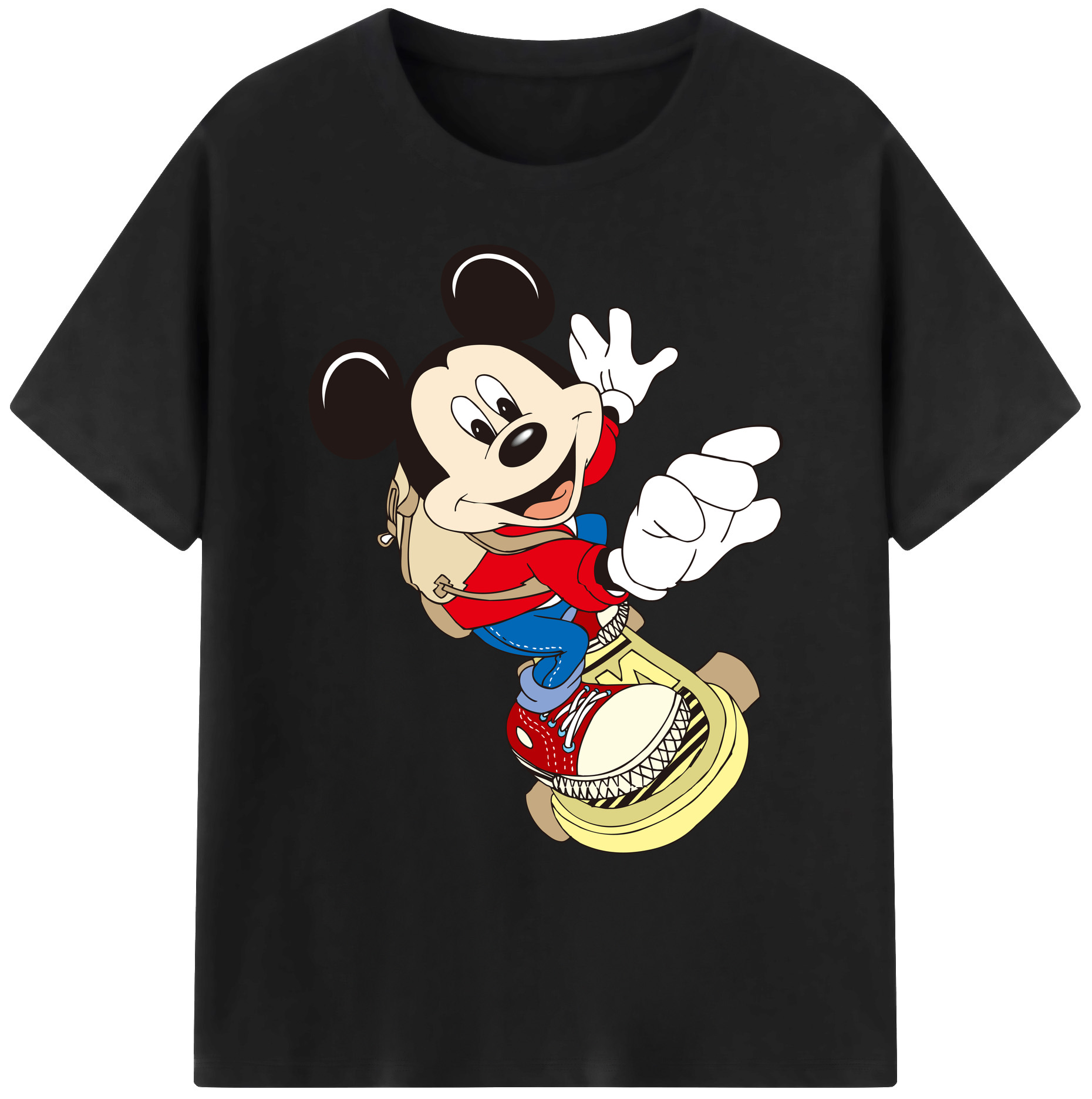ミッキーマウス Mickey Mouse 綿100％ メンズ半袖Tシャツ｜肌触りやわらか＆通気性