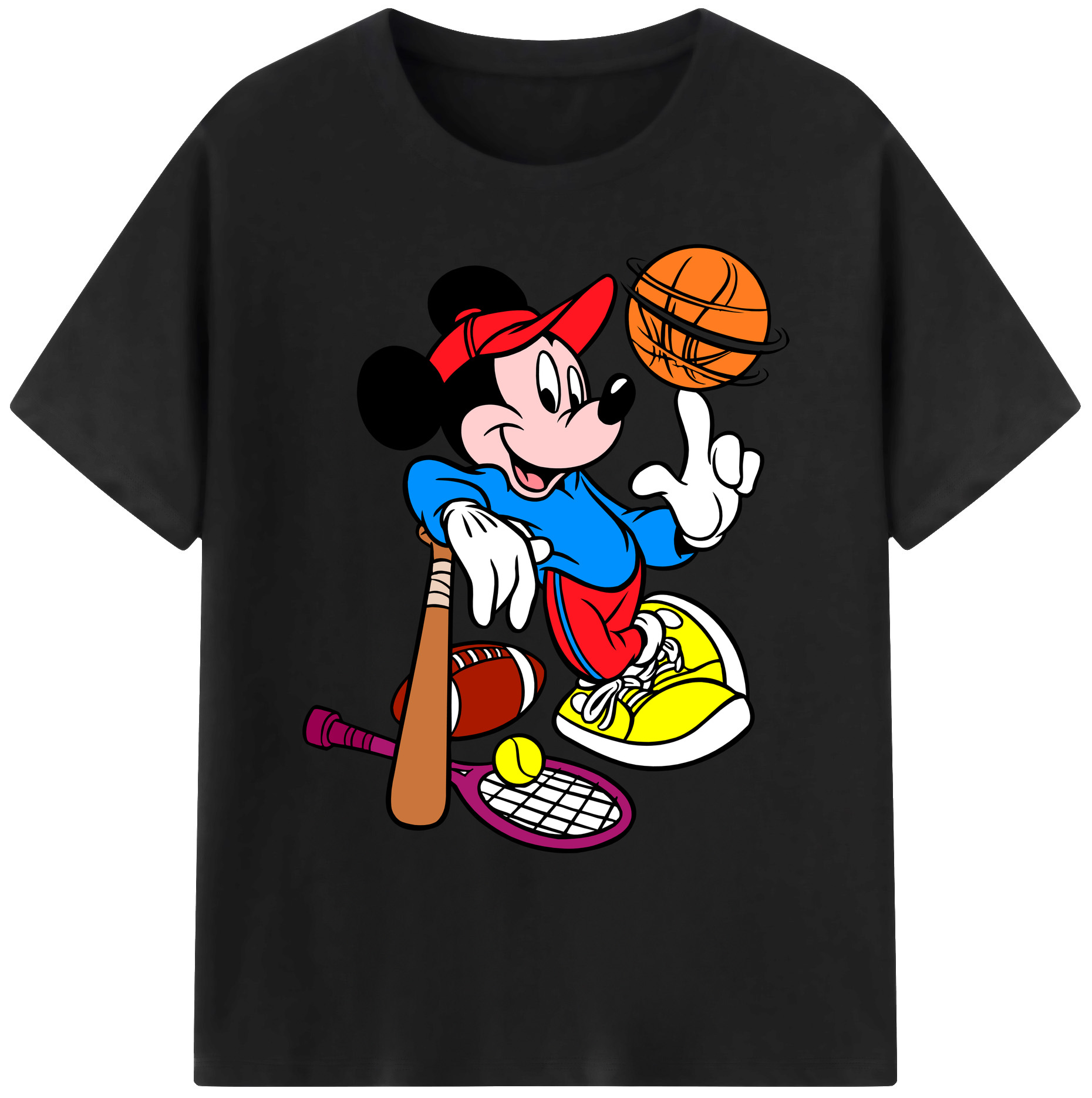 ミッキーマウス Mickey Mouse 綿100％ メンズ半袖Tシャツ｜肌触りやわらか＆通気性