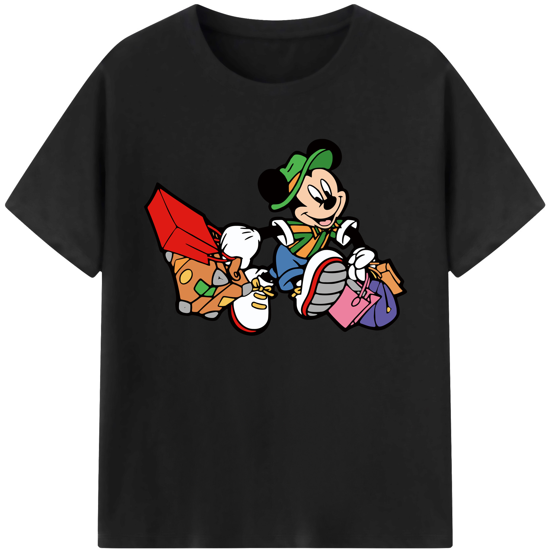 ミッキーマウス Mickey Mouse 綿100％ メンズ半袖Tシャツ｜肌触りやわらか＆通気性