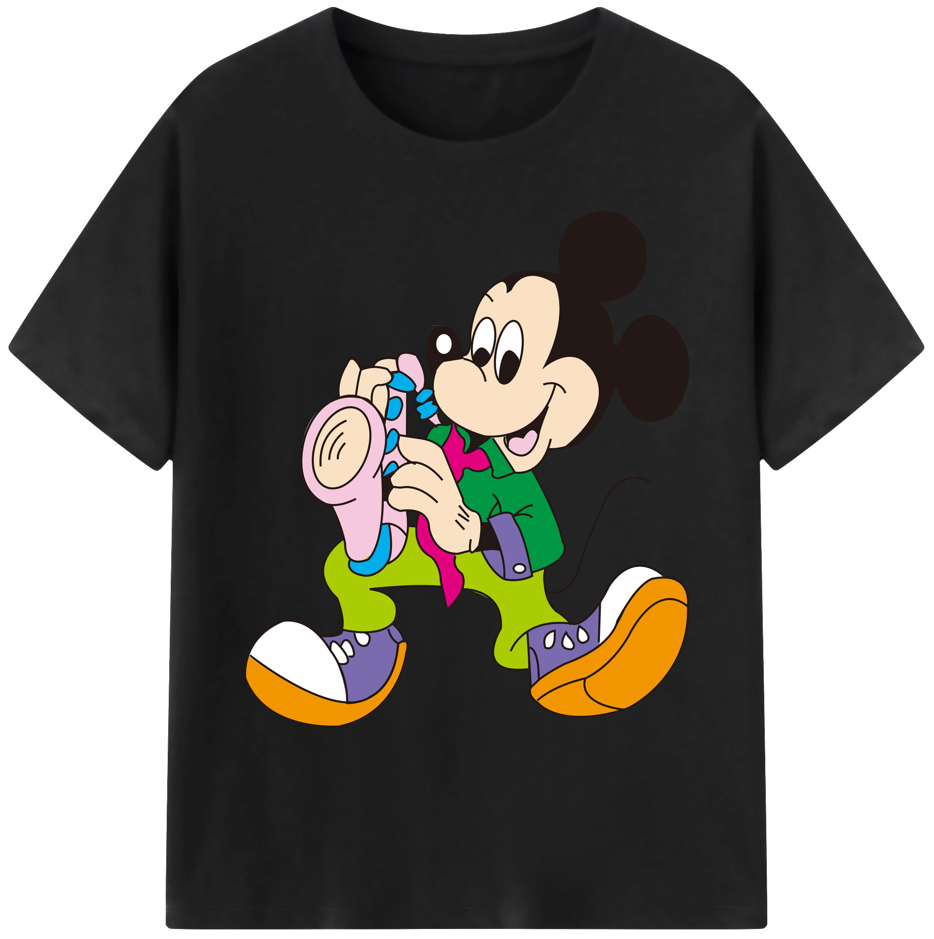 ミッキーマウス Mickey Mouse 綿100％ メンズ半袖Tシャツ｜肌触りやわらか＆通気性