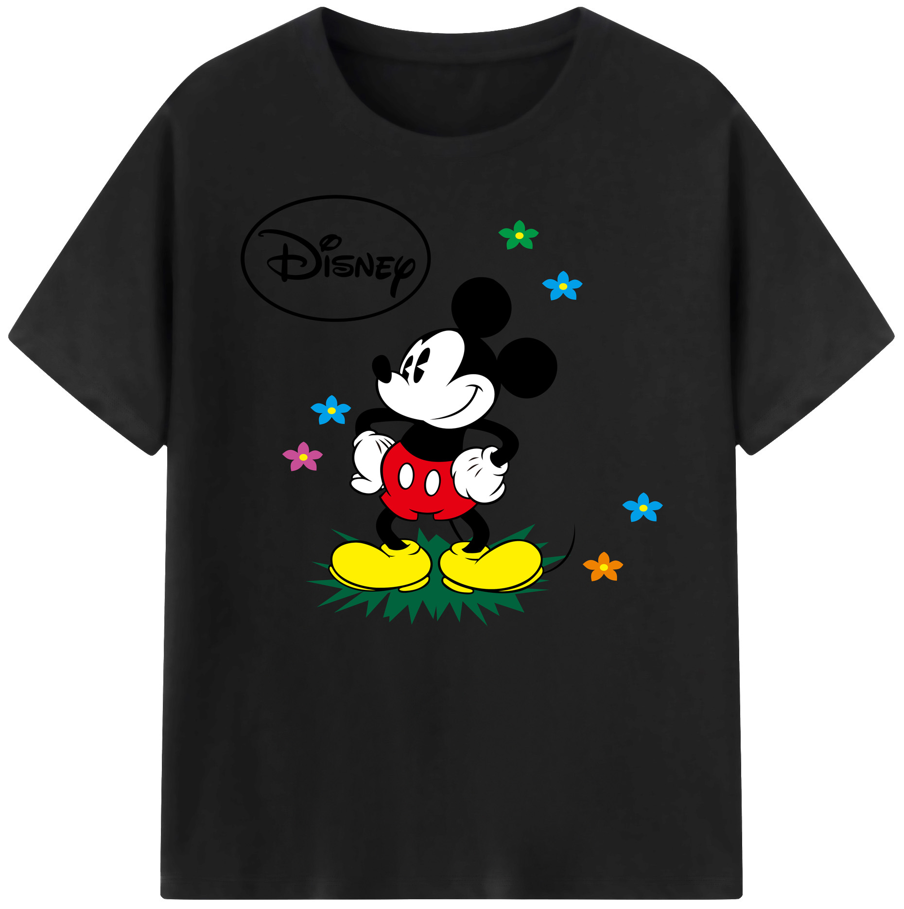 ミッキーマウス Mickey Mouse 綿100％ メンズ半袖Tシャツ｜肌触りやわらか＆通気性