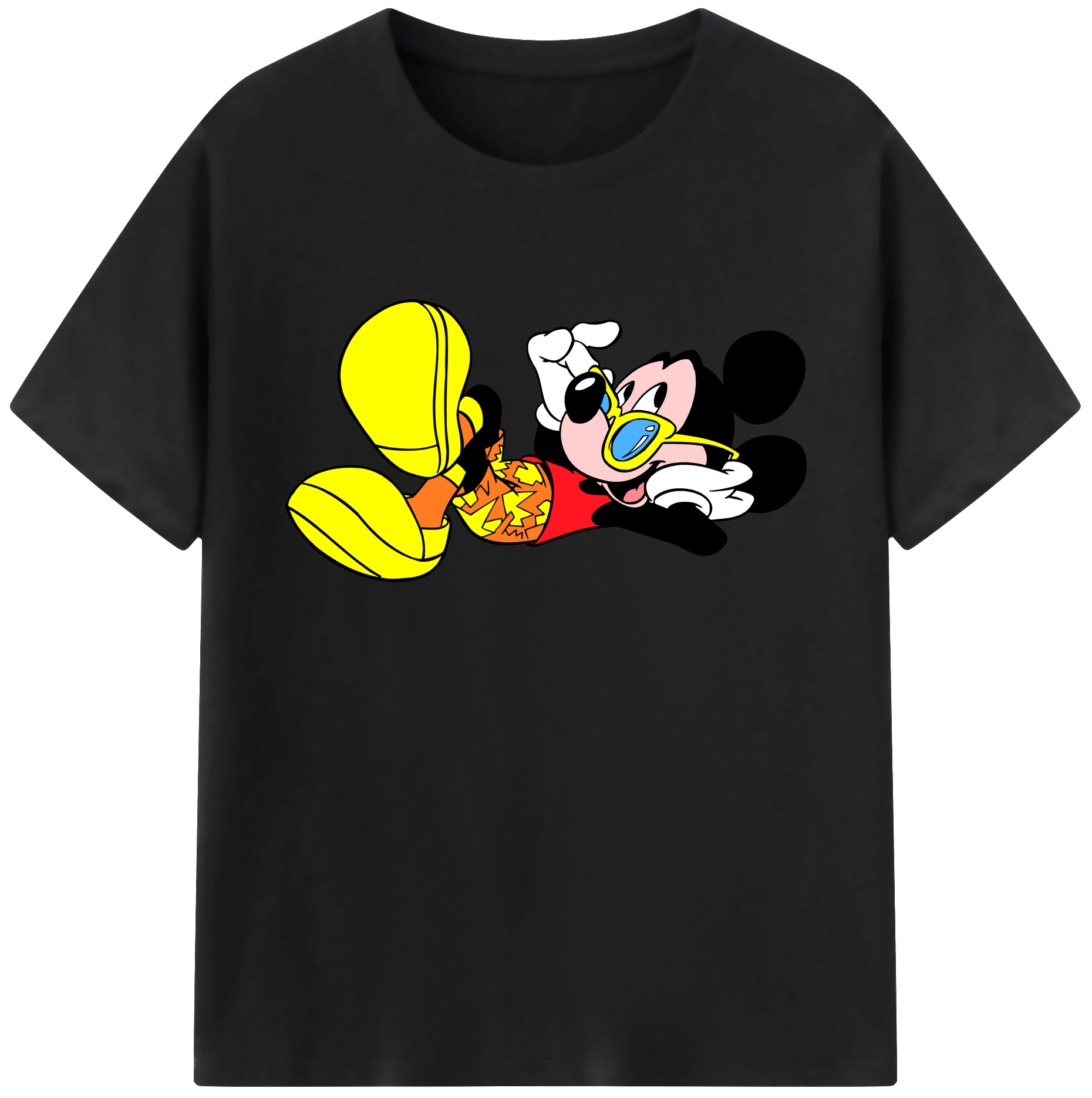 ミッキーマウス Mickey Mouse 綿100％ メンズ半袖Tシャツ｜肌触りやわらか＆通気性