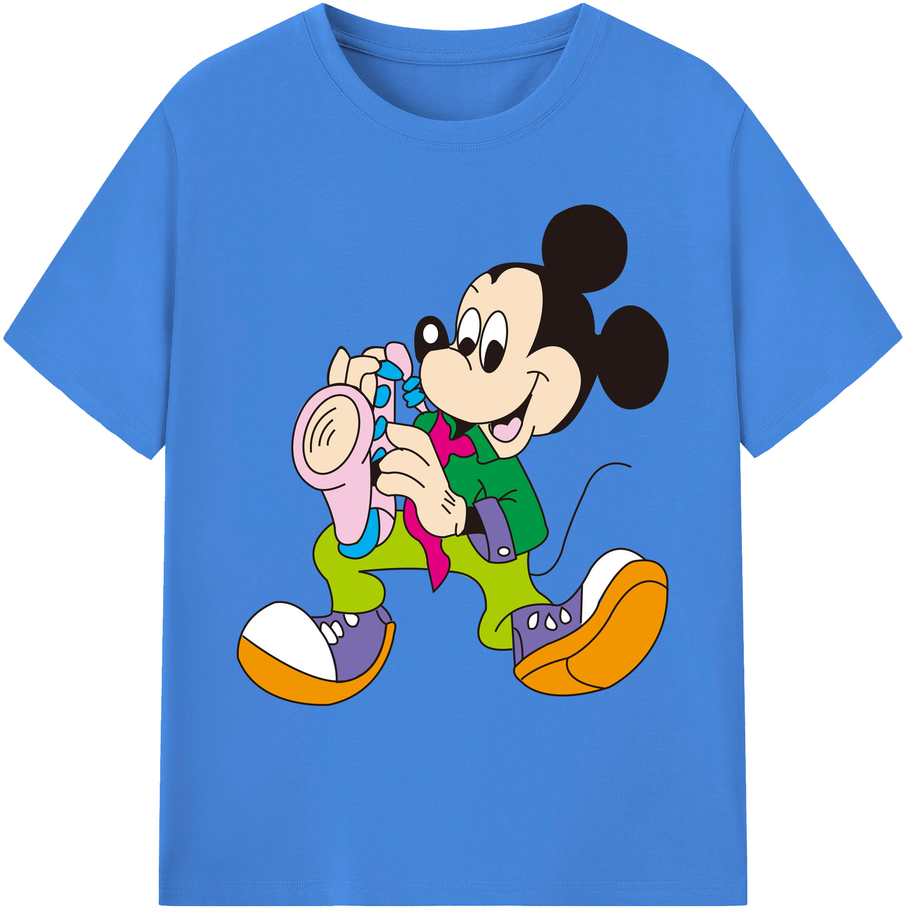 ミッキーマウス Mickey Mouse 綿100％ メンズ半袖Tシャツ｜肌触りやわらか＆通気性
