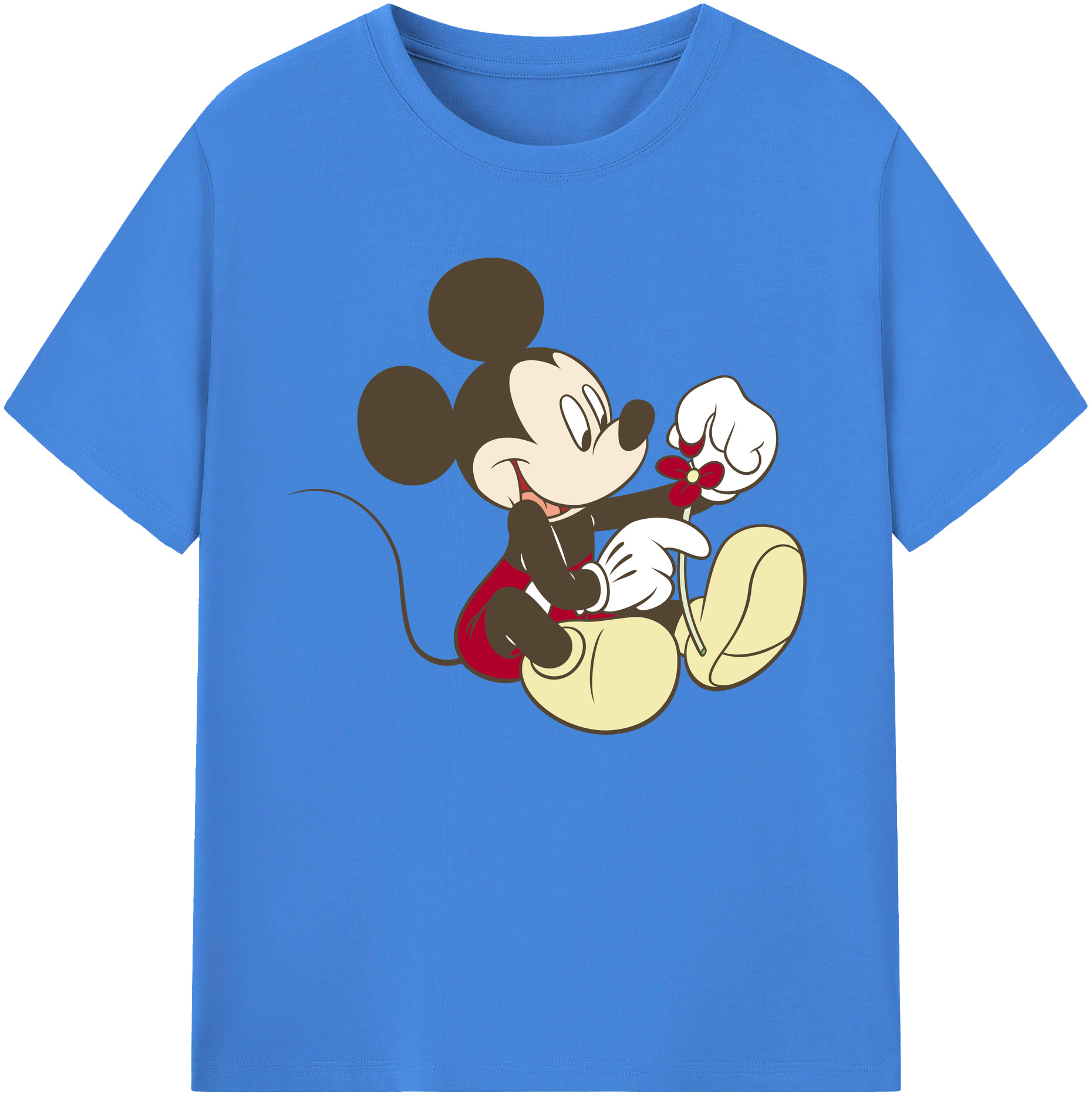 ミッキーマウス Mickey Mouse 綿100％ メンズ半袖Tシャツ｜肌触りやわらか＆通気性