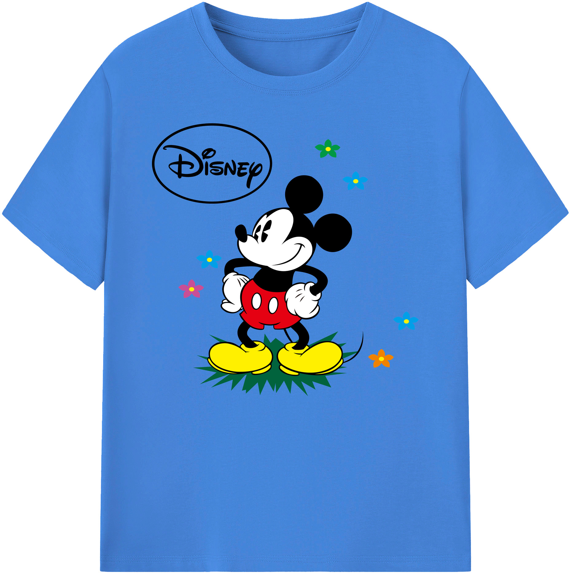 ミッキーマウス Mickey Mouse 綿100％ メンズ半袖Tシャツ｜肌触りやわらか＆通気性